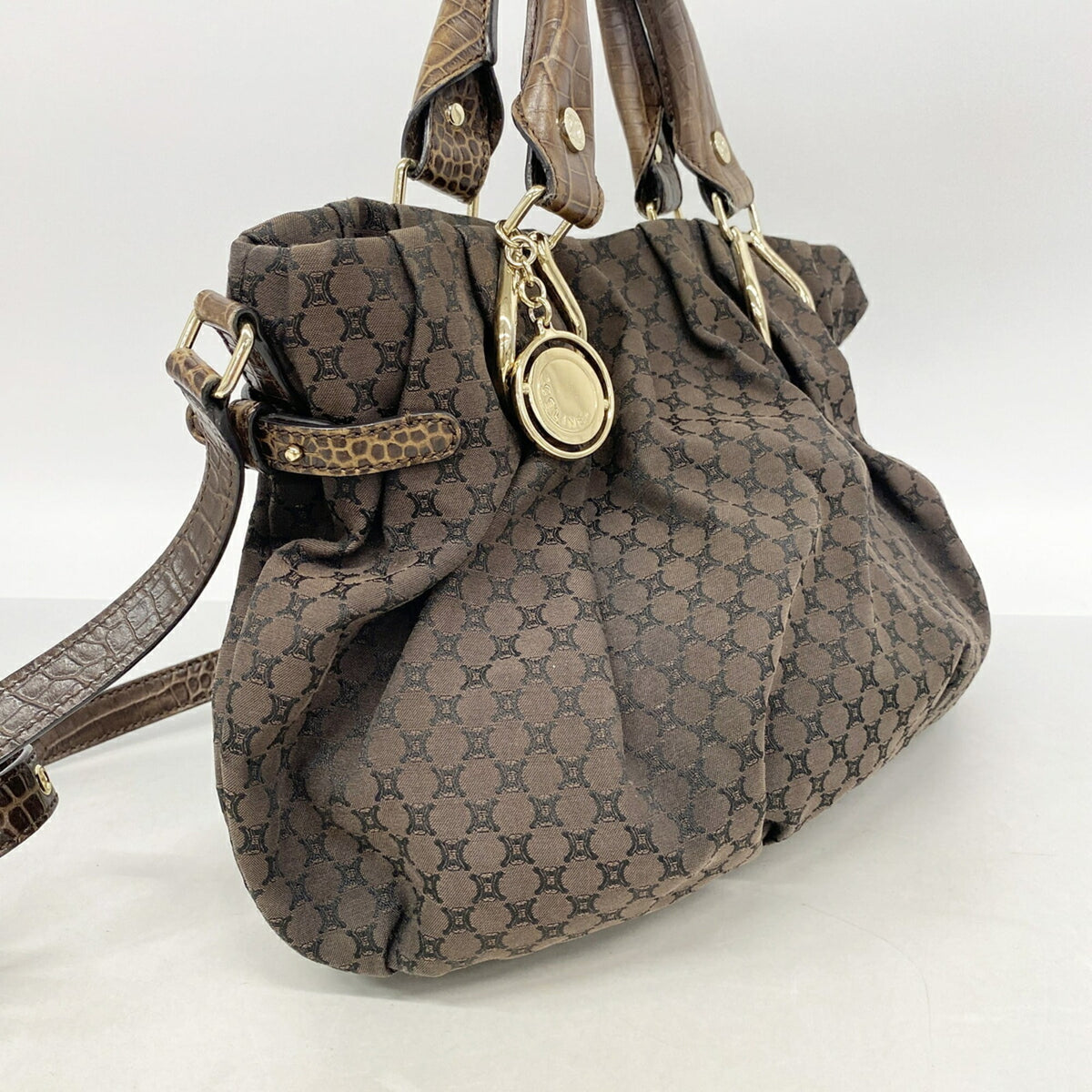 Celine Brown Nylon Canvas Handbag (Pre-Owned)