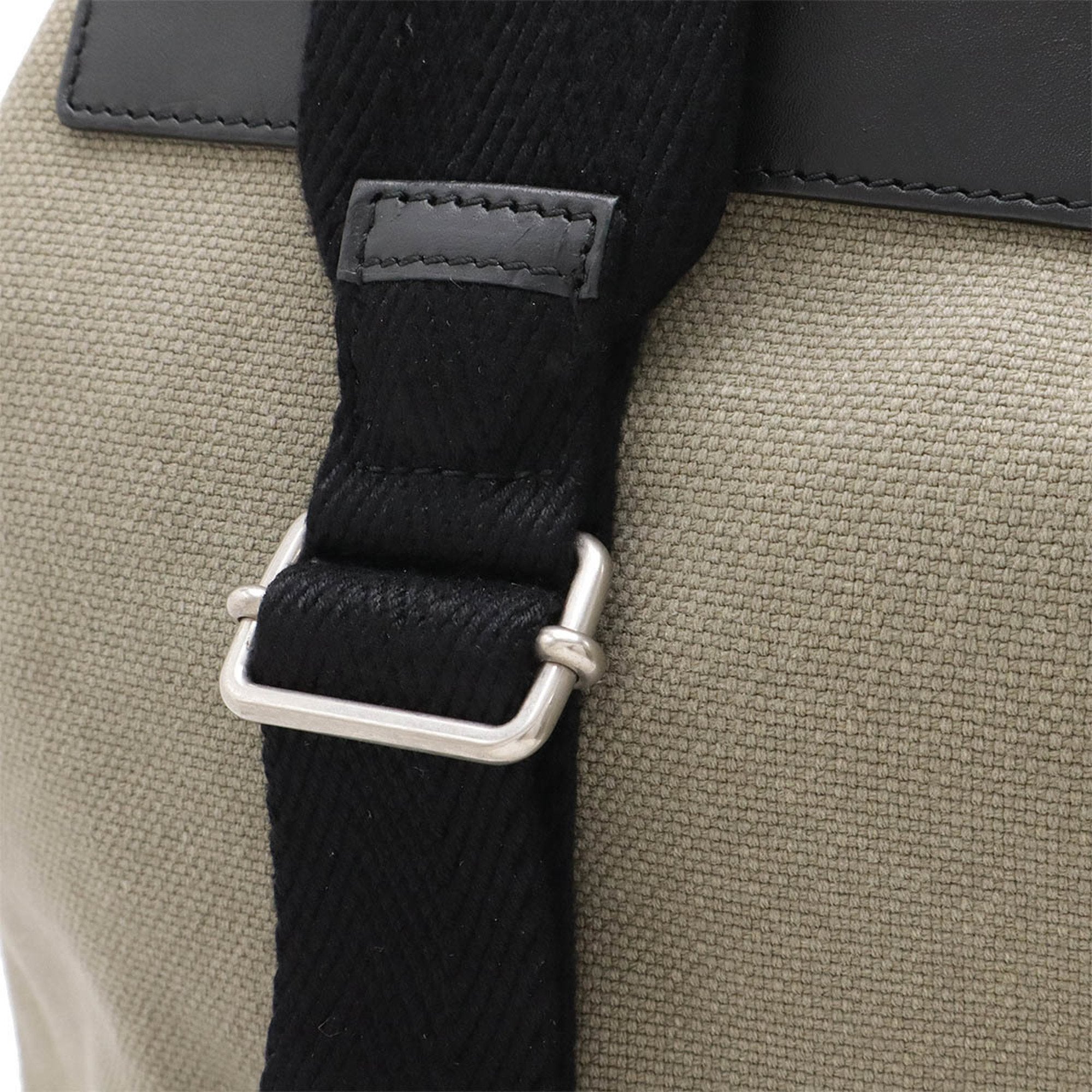 Yves Saint Laurent Black Khaki Canvas Leather Pouch Shoulder Bag (Pre-Owned)