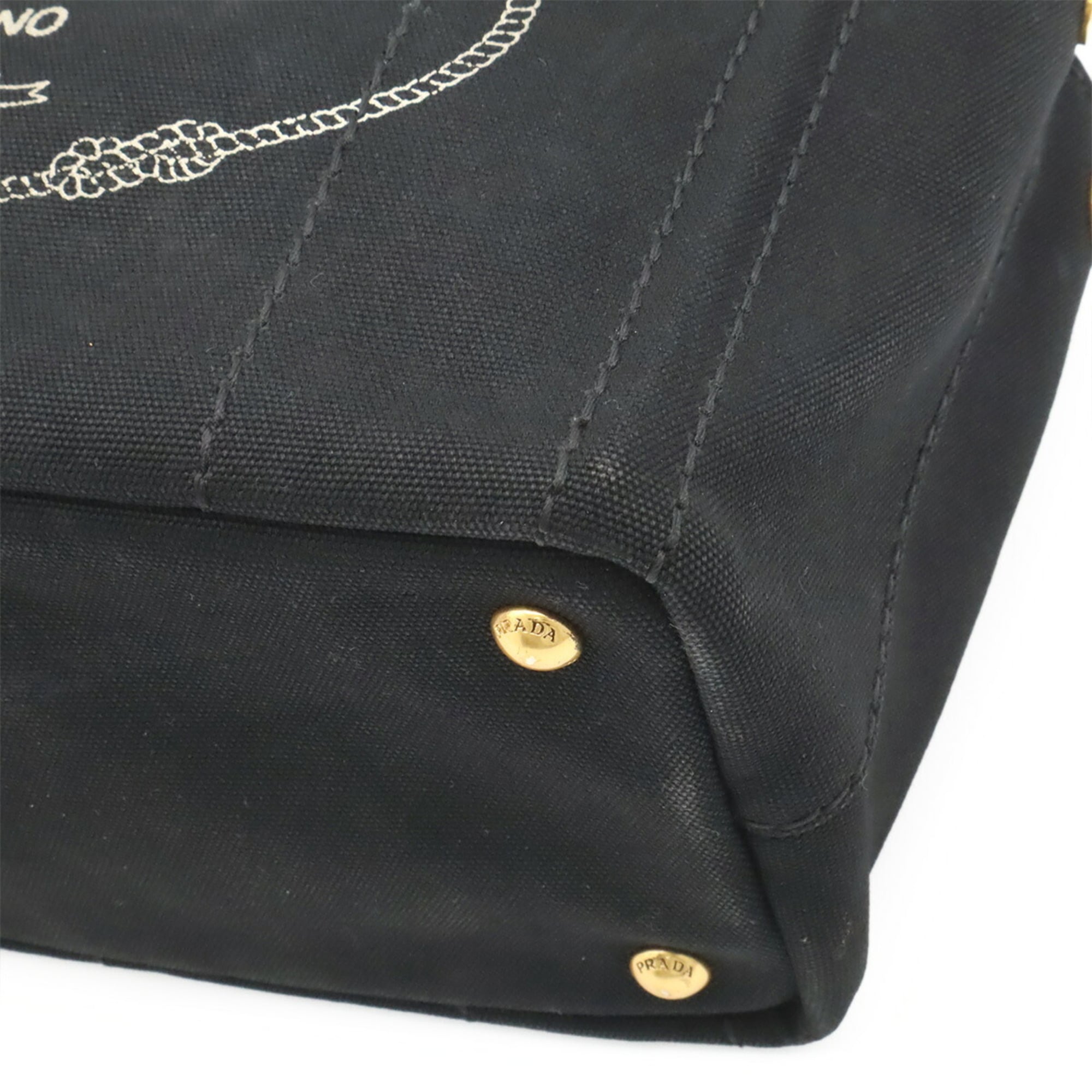 Prada Black Nero Canvas Handbag Shoulder Bag Tote Bag (Pre-Owned)