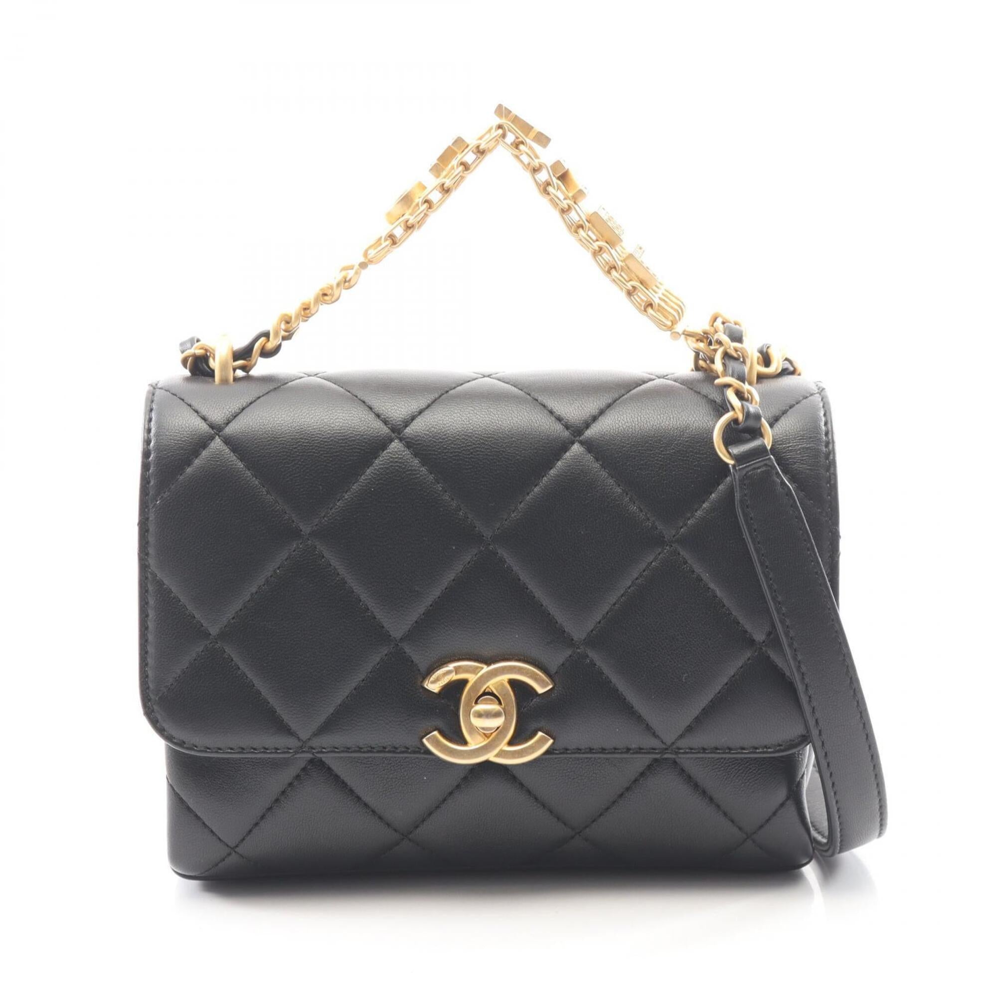 Chanel Black Leather Handbag Shoulder Bag (Pre-Owned)