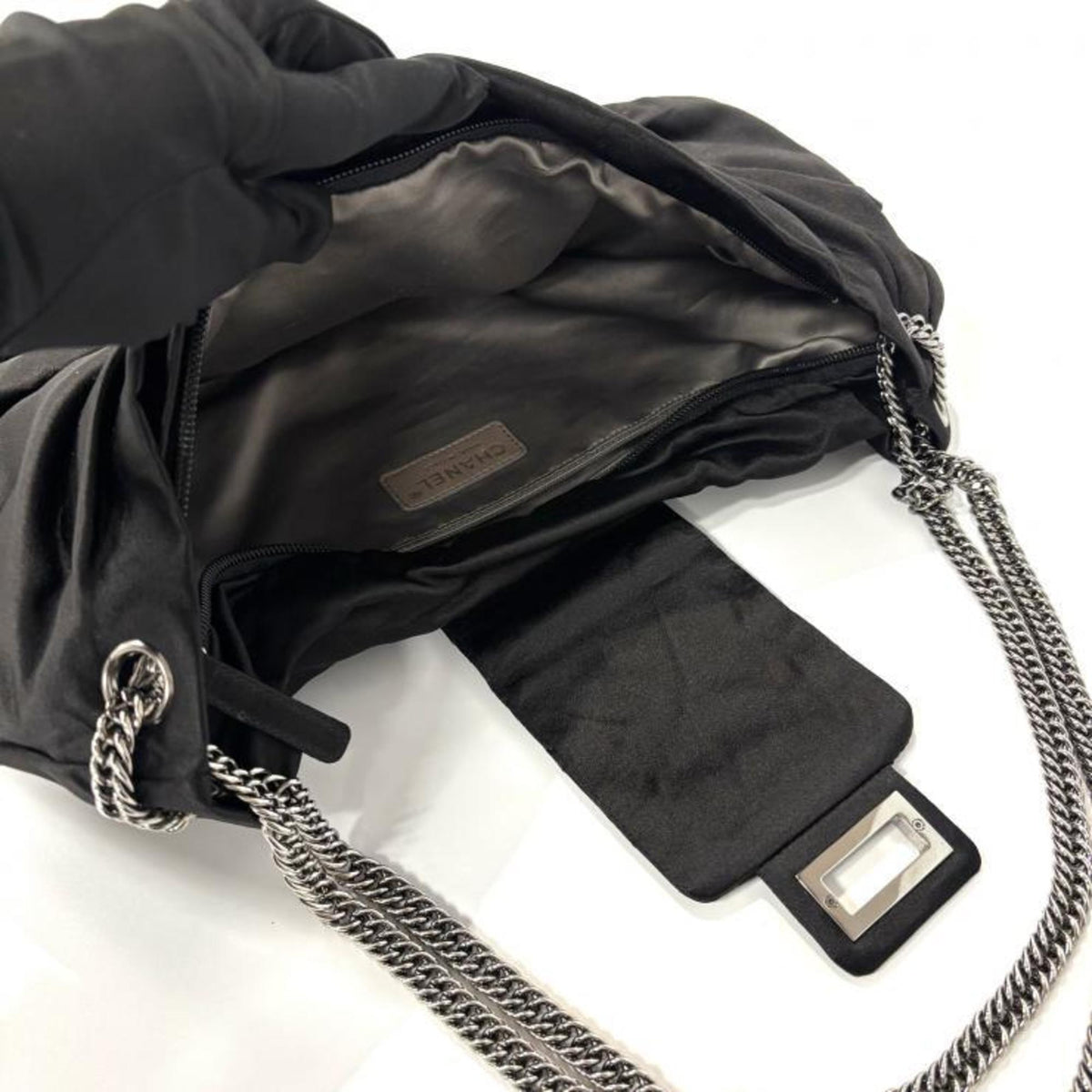 Chanel Black Satin Handbag (Pre-Owned)