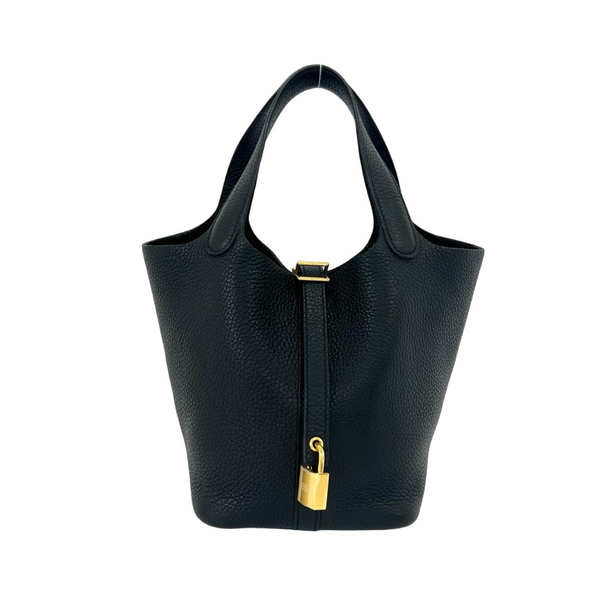 Hermes Black Taurillon Clemence Leather Handbag Tote Bag (Pre-Owned)