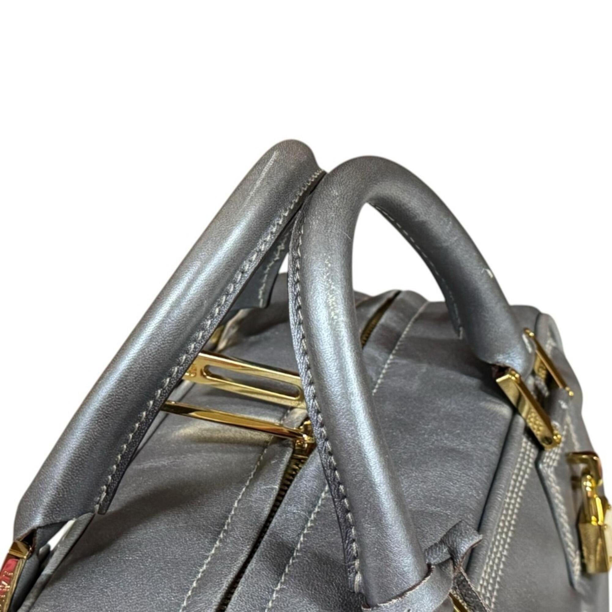 Loewe Gray Metallic Gray Leather Handbag (Pre-Owned)
