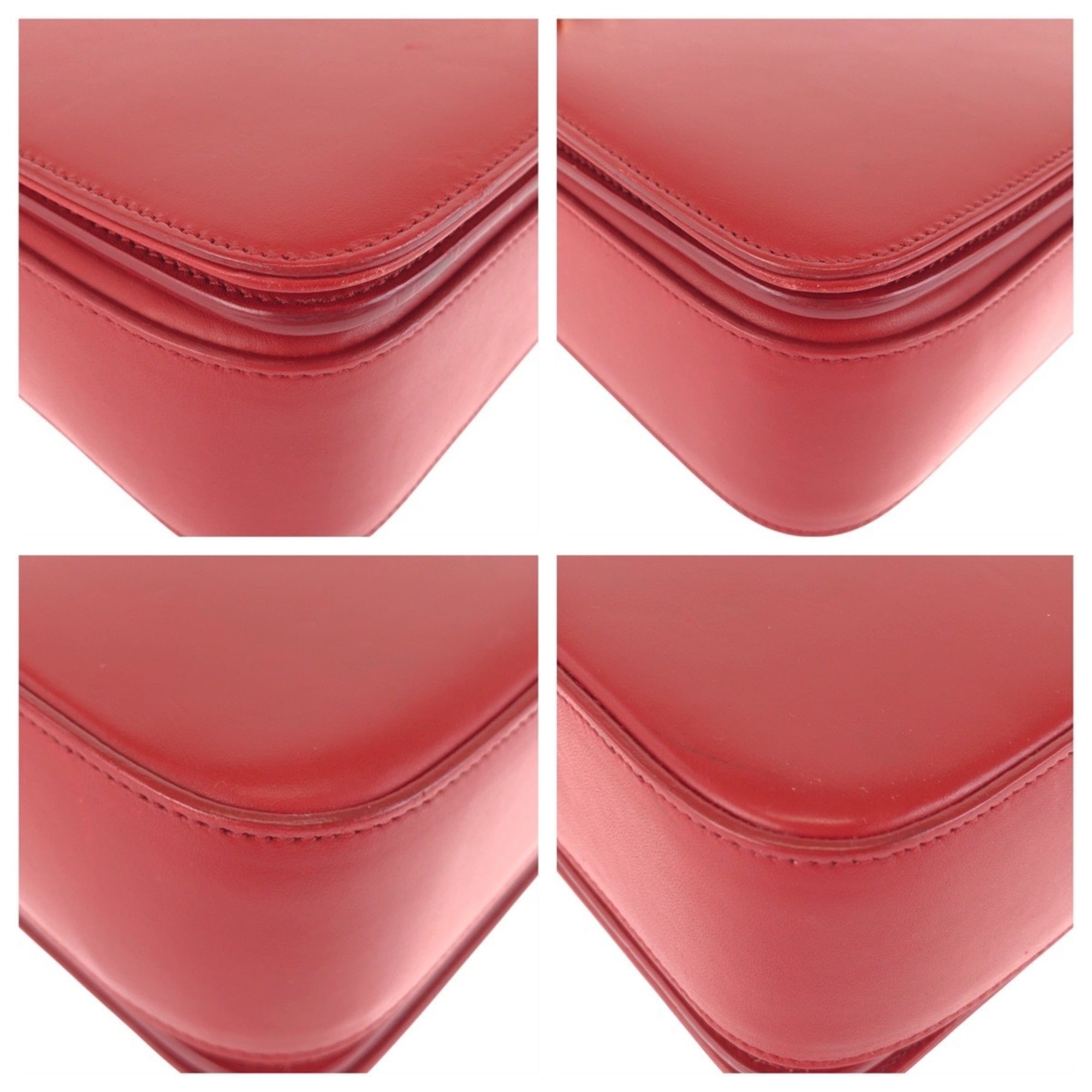 Saint Laurent Red Color Leather Pochette Shoulder Bag (Pre-Owned)