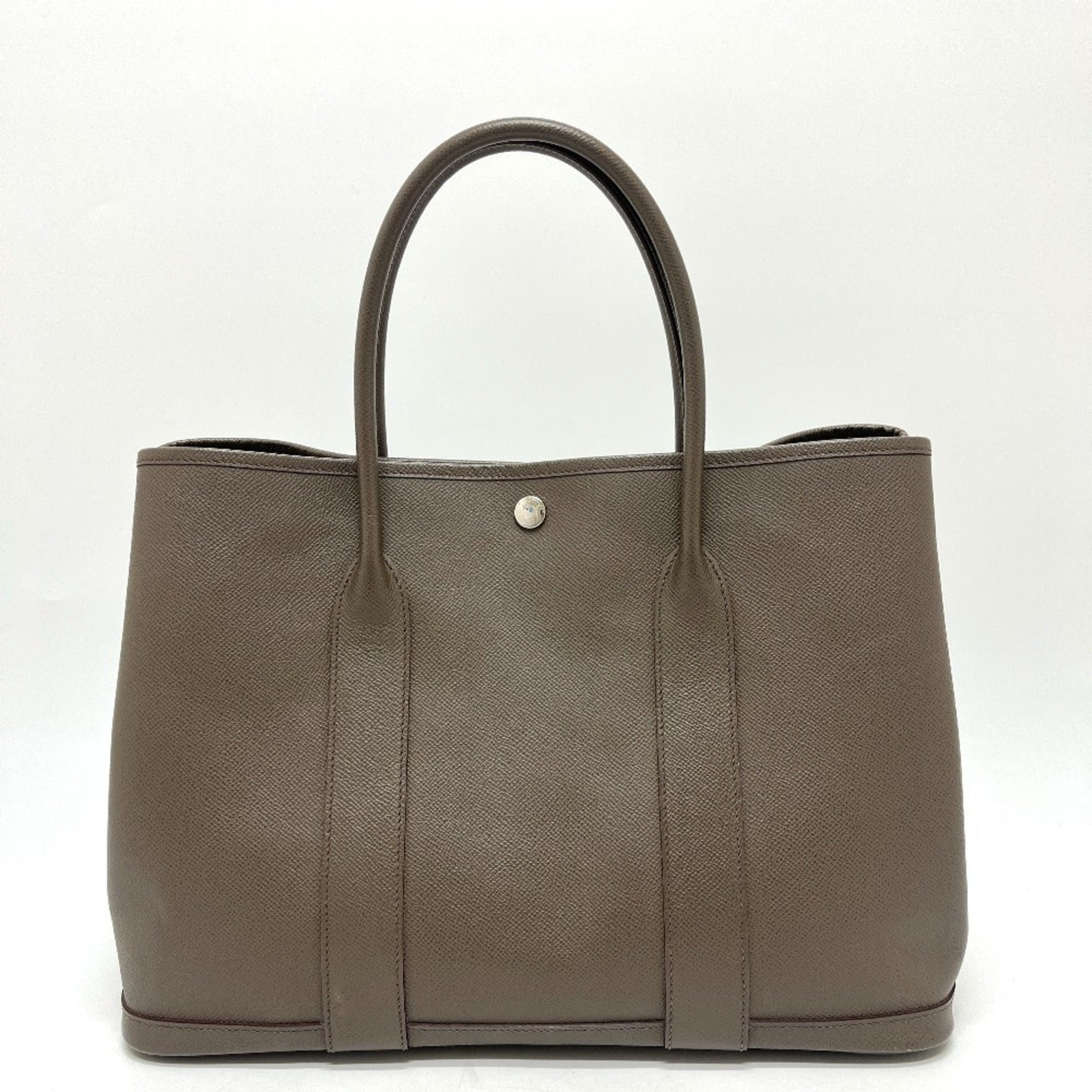 Hermes Garden Gray Epsom Leather Handbag Tote Bag (Pre-Owned)