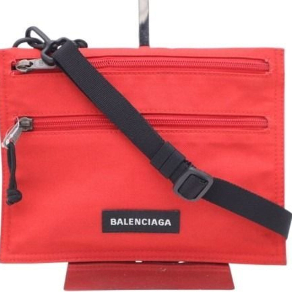 Balenciaga Red Color Nylon Canvas Shoulder Bag (Pre-Owned)
