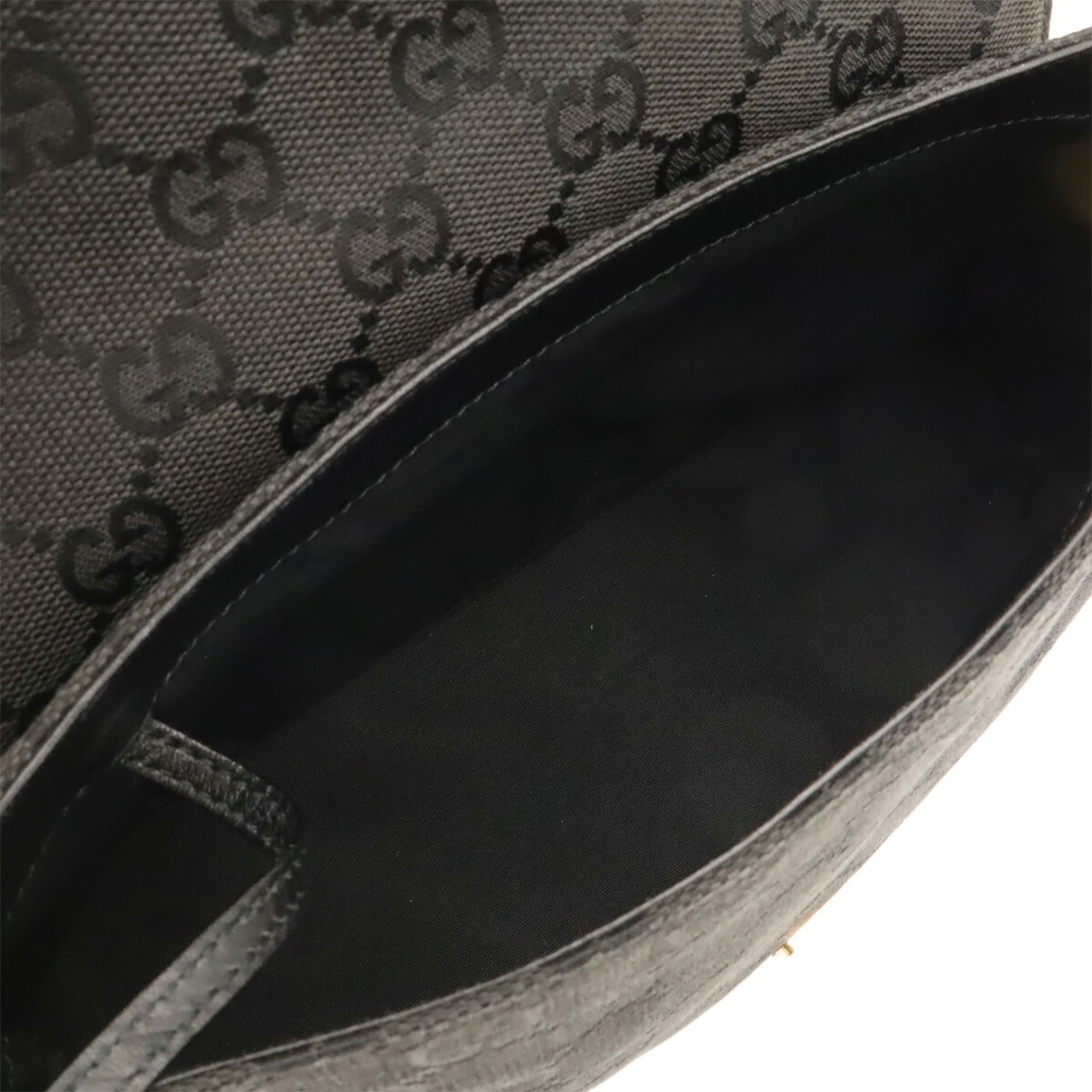 Gucci Black Canvas Leather Shoulder Bag (Pre-Owned)