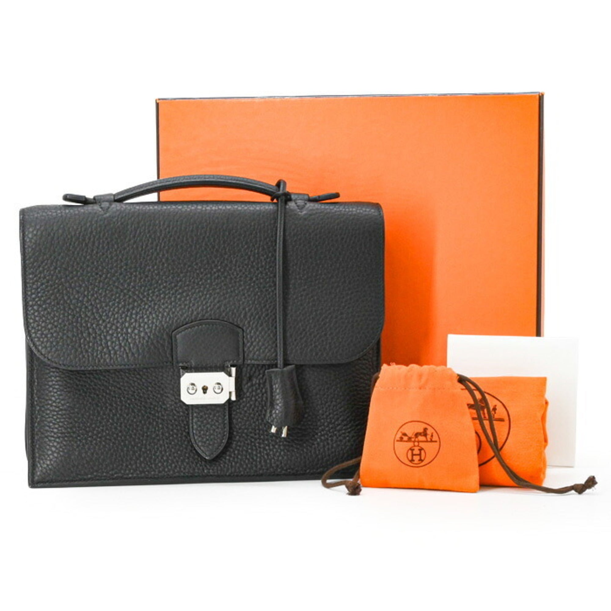 Hermes Black Taurillon Clemence Leather Handbag (Pre-Owned)