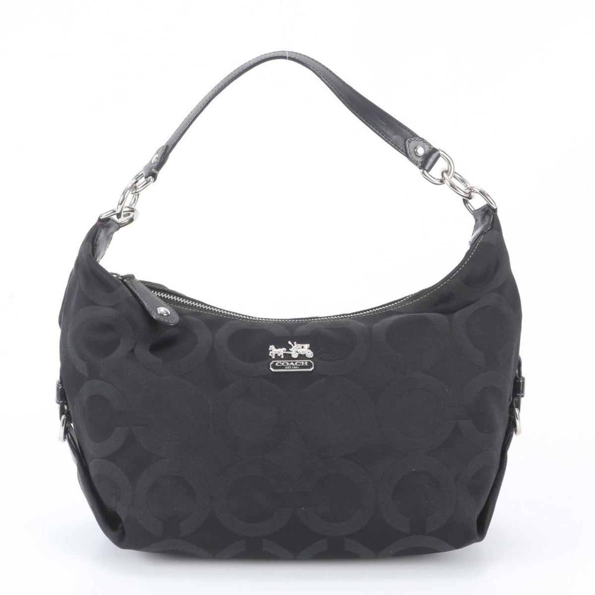 Coach Black Leather Nylon Handbag Shoulder Bag Tote Bag (Pre-Owned)