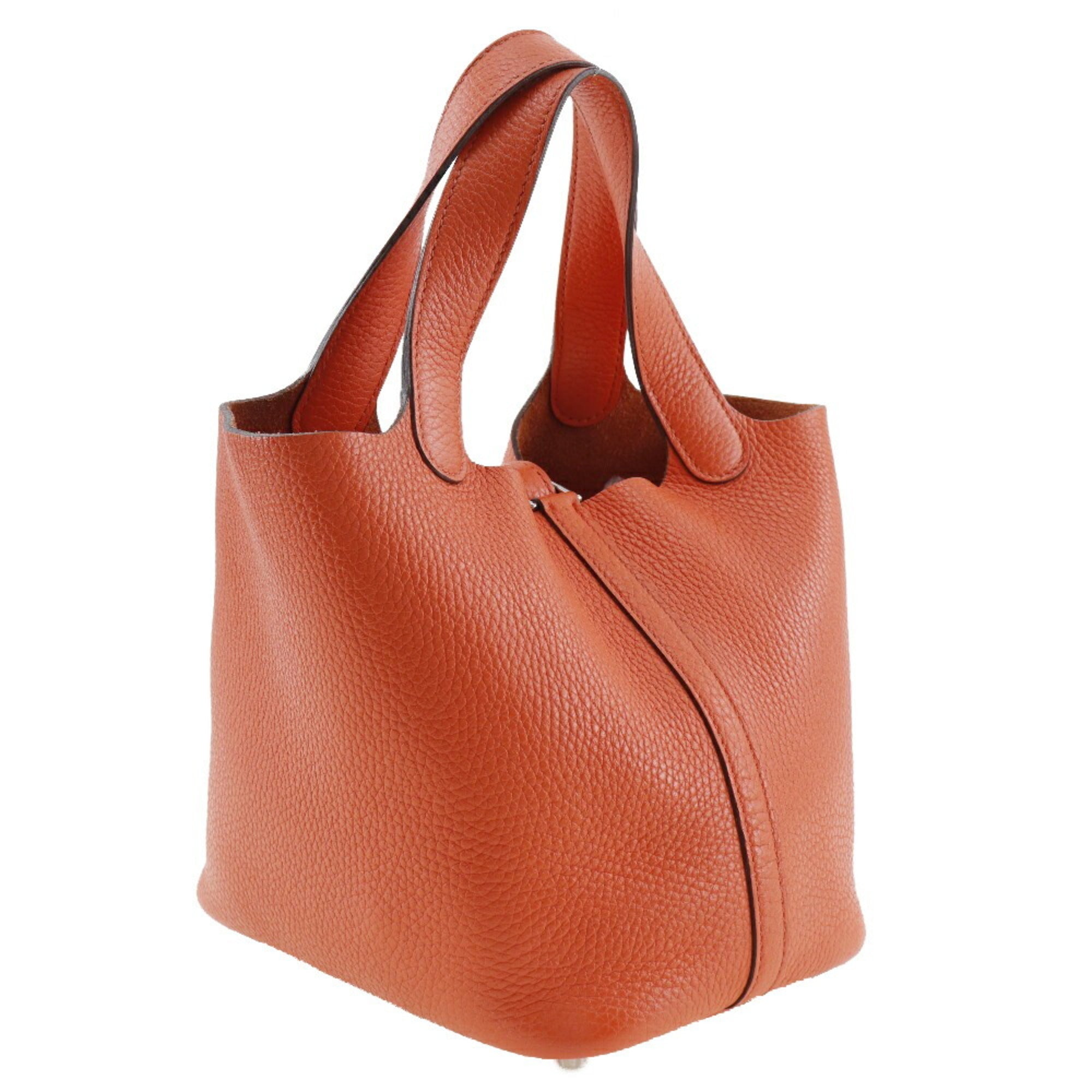 Hermes Orange Taurillon Clemence Leather Handbag (Pre-Owned)