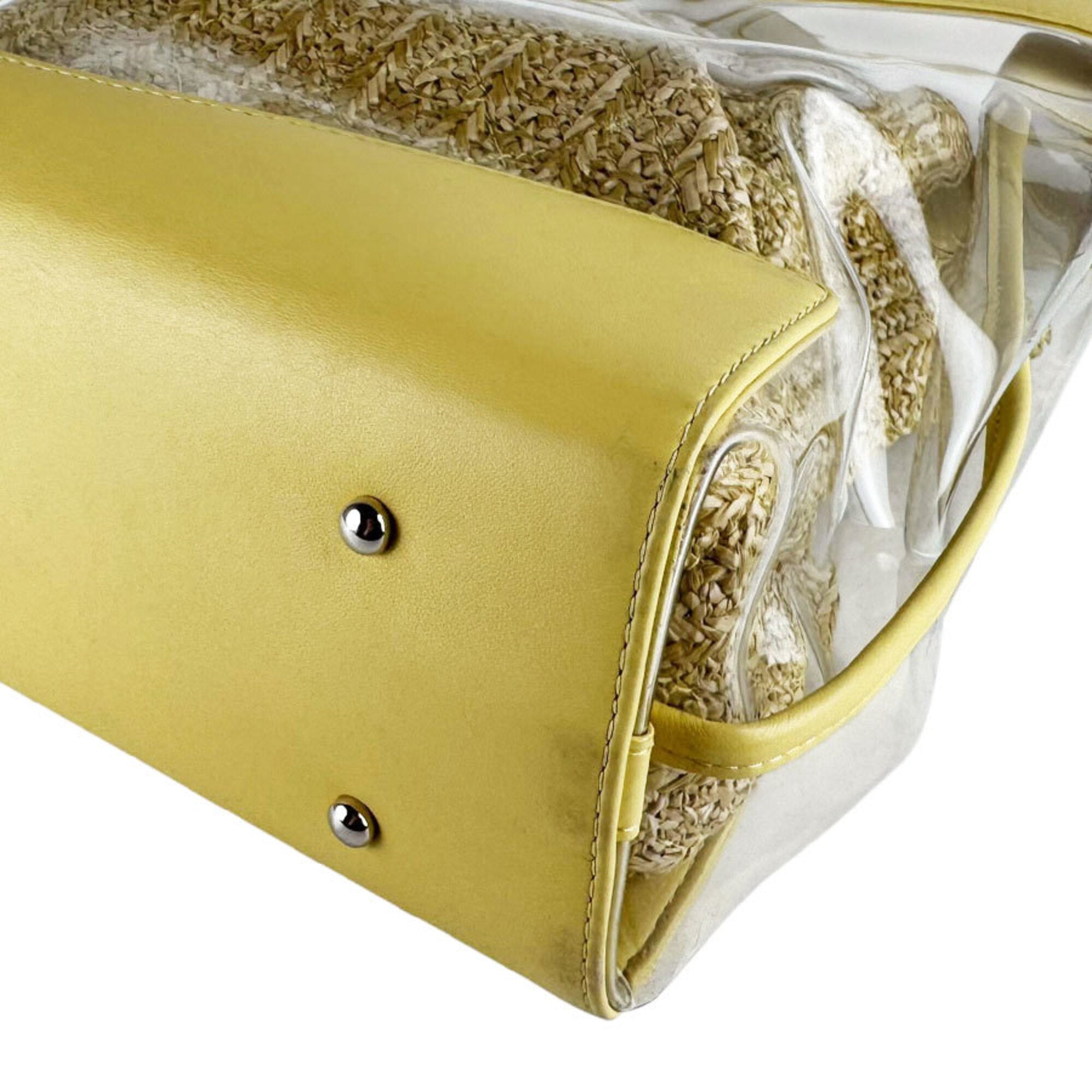 Chanel Yellow Leather Vinyl Handbag Shoulder Bag (Pre-Owned)