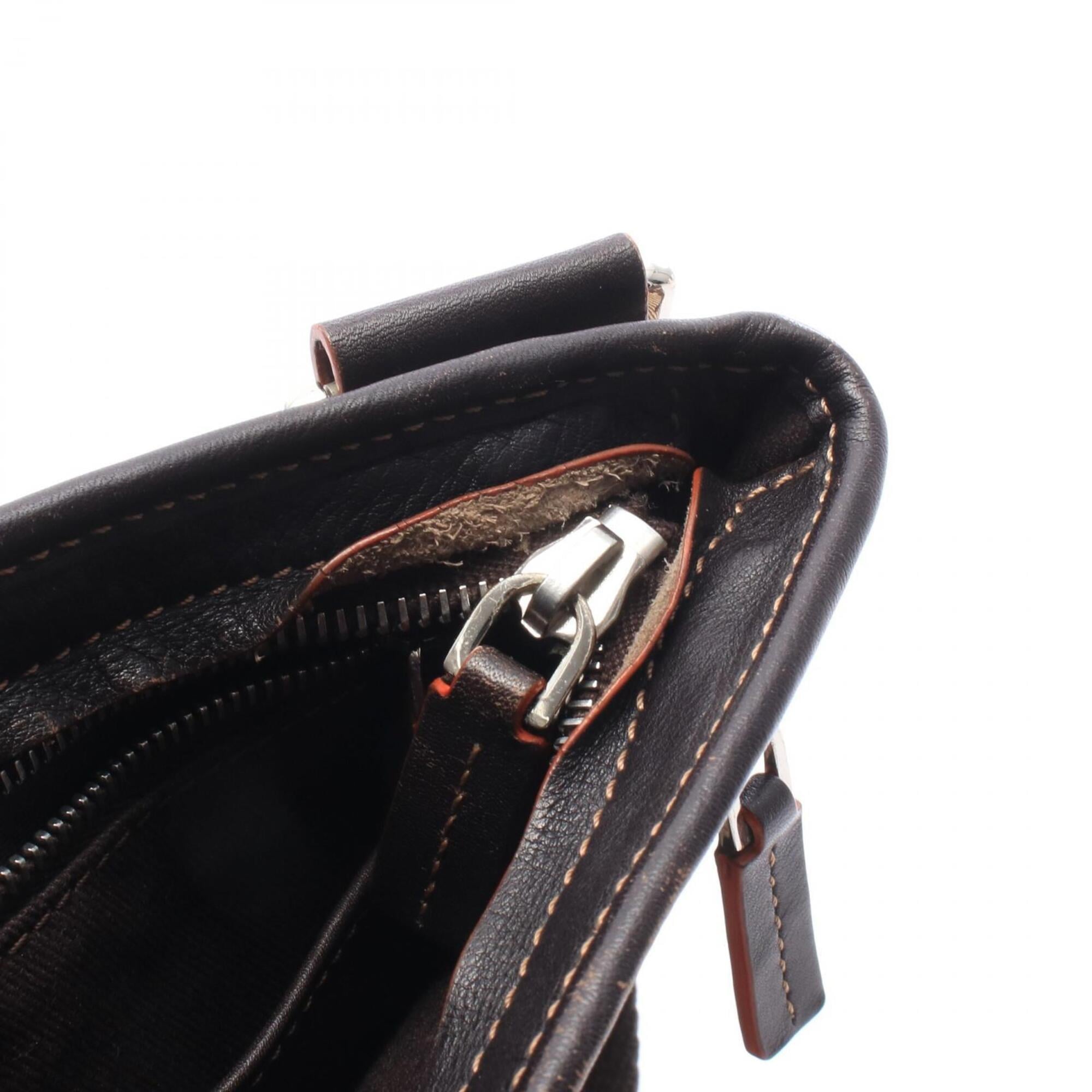 Celine Brown Canvas Leather Shoulder Bag (Pre-Owned)