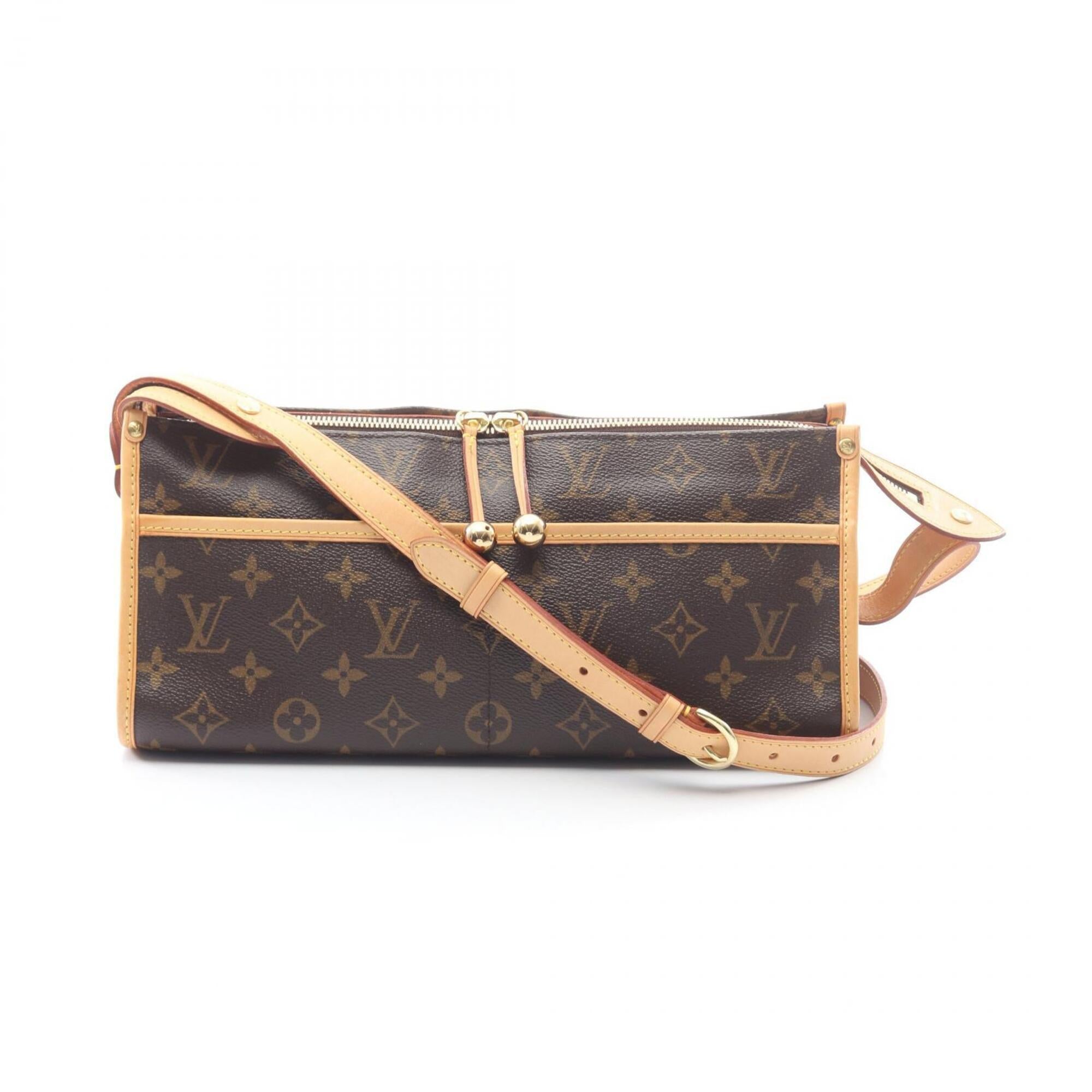 Louis Vuitton Brown Coated Canvas Leather Handbag Shoulder Bag (Pre-Owned)
