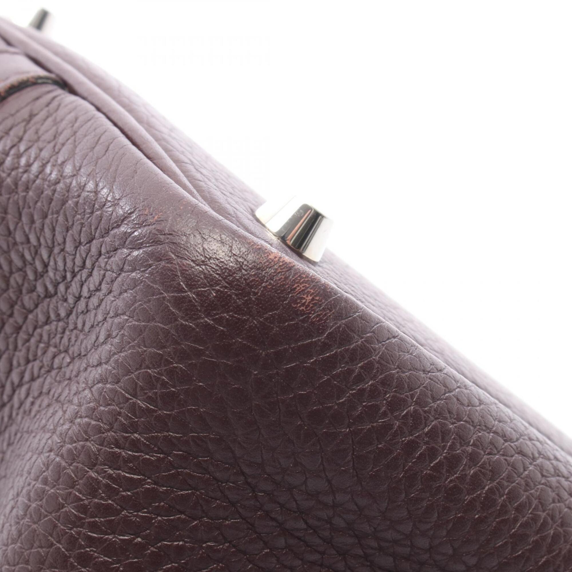 Hermes Brown Purple Taurillon Clemence Leather Swift Leather Handbag (Pre-Owned)
