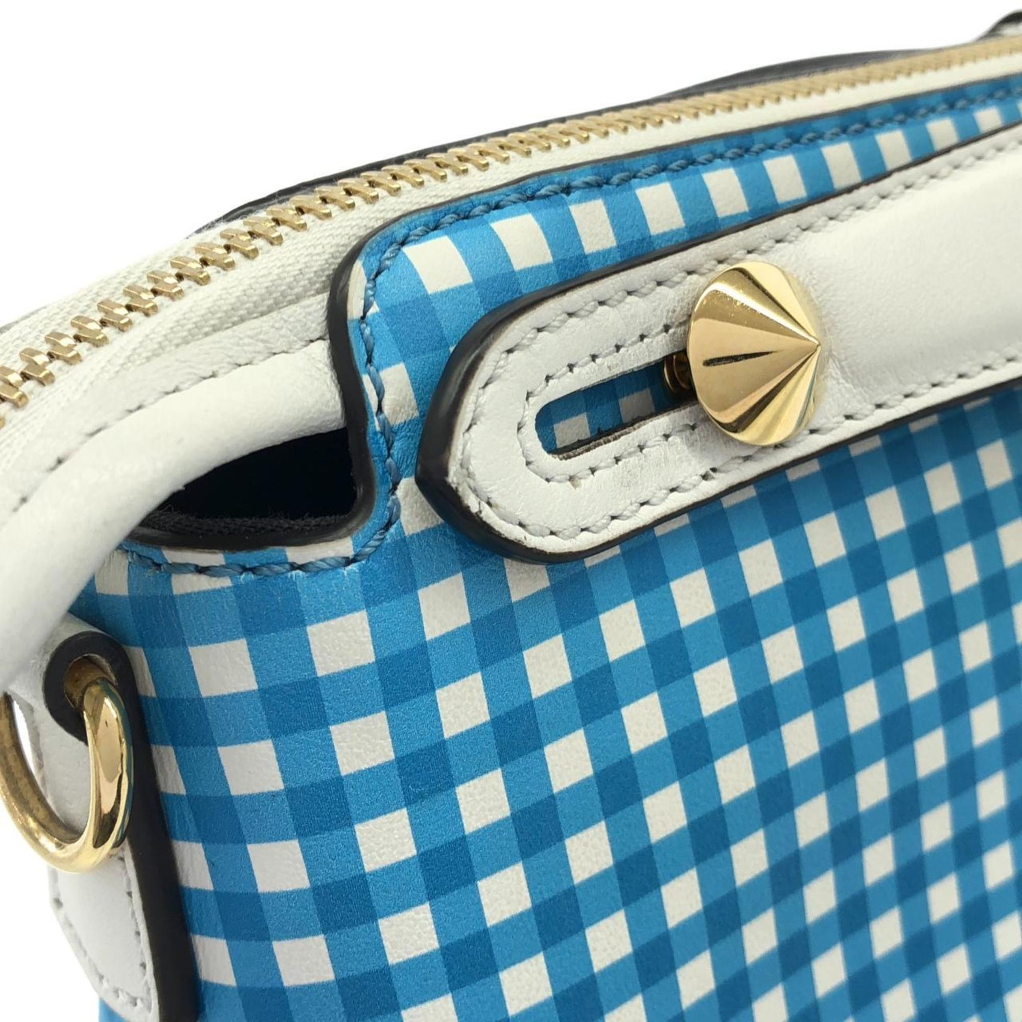 Fendi Blue White Leather Handbag (Pre-Owned)