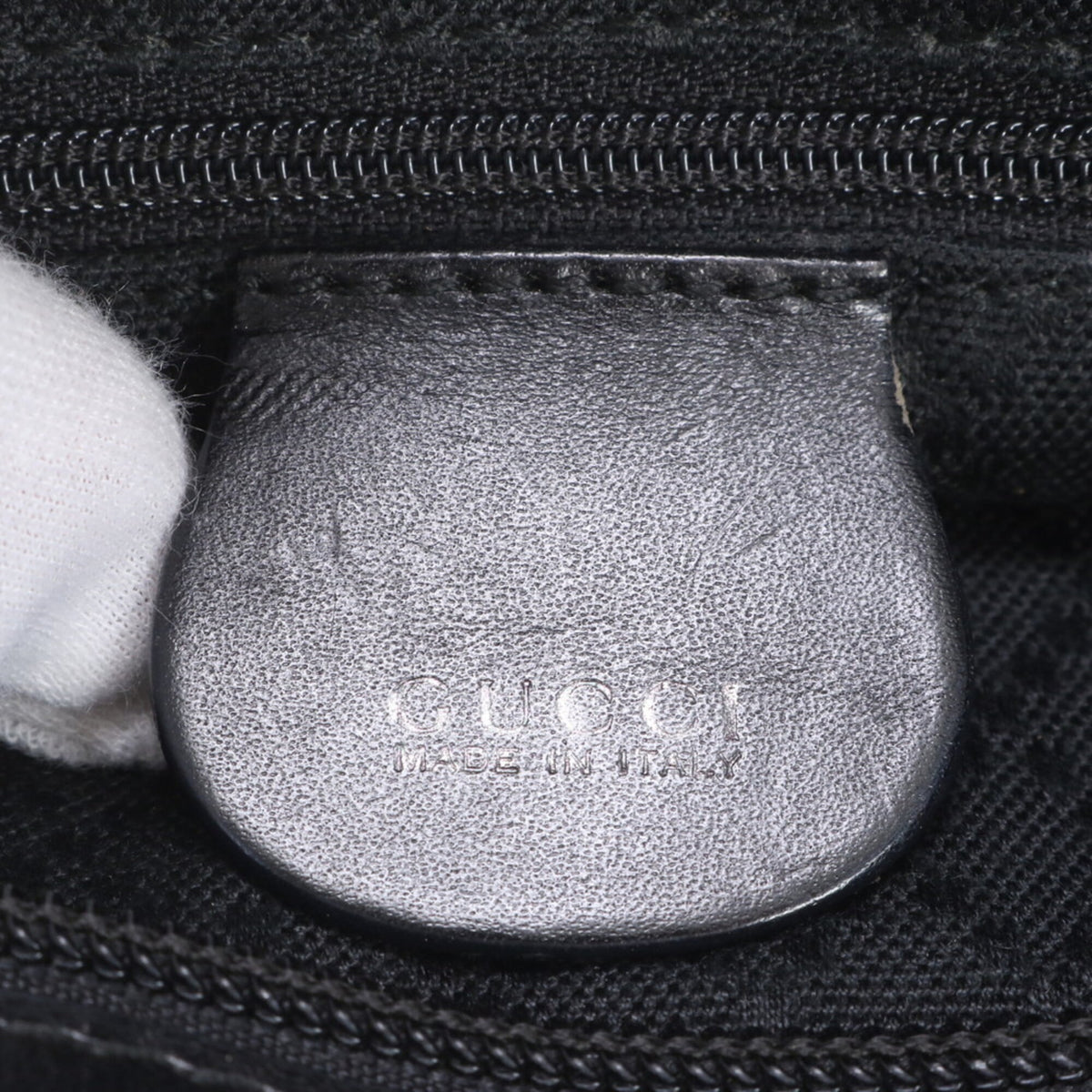Gucci Black Leather Nylon Handbag Shoulder Bag Tote Bag (Pre-Owned)