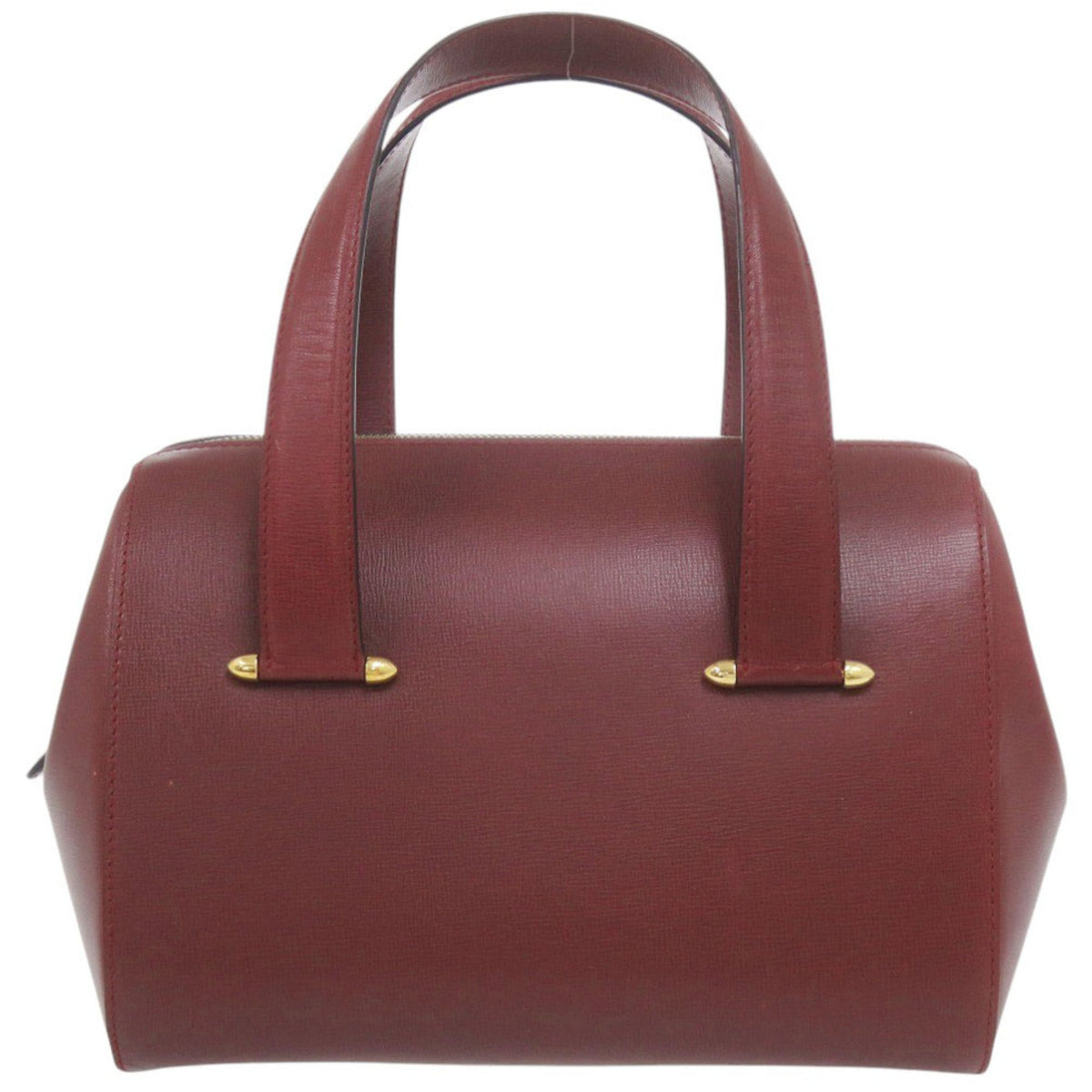 Cartier Bordeaux Red Color Leather Boston Bag Handbag (Pre-Owned)