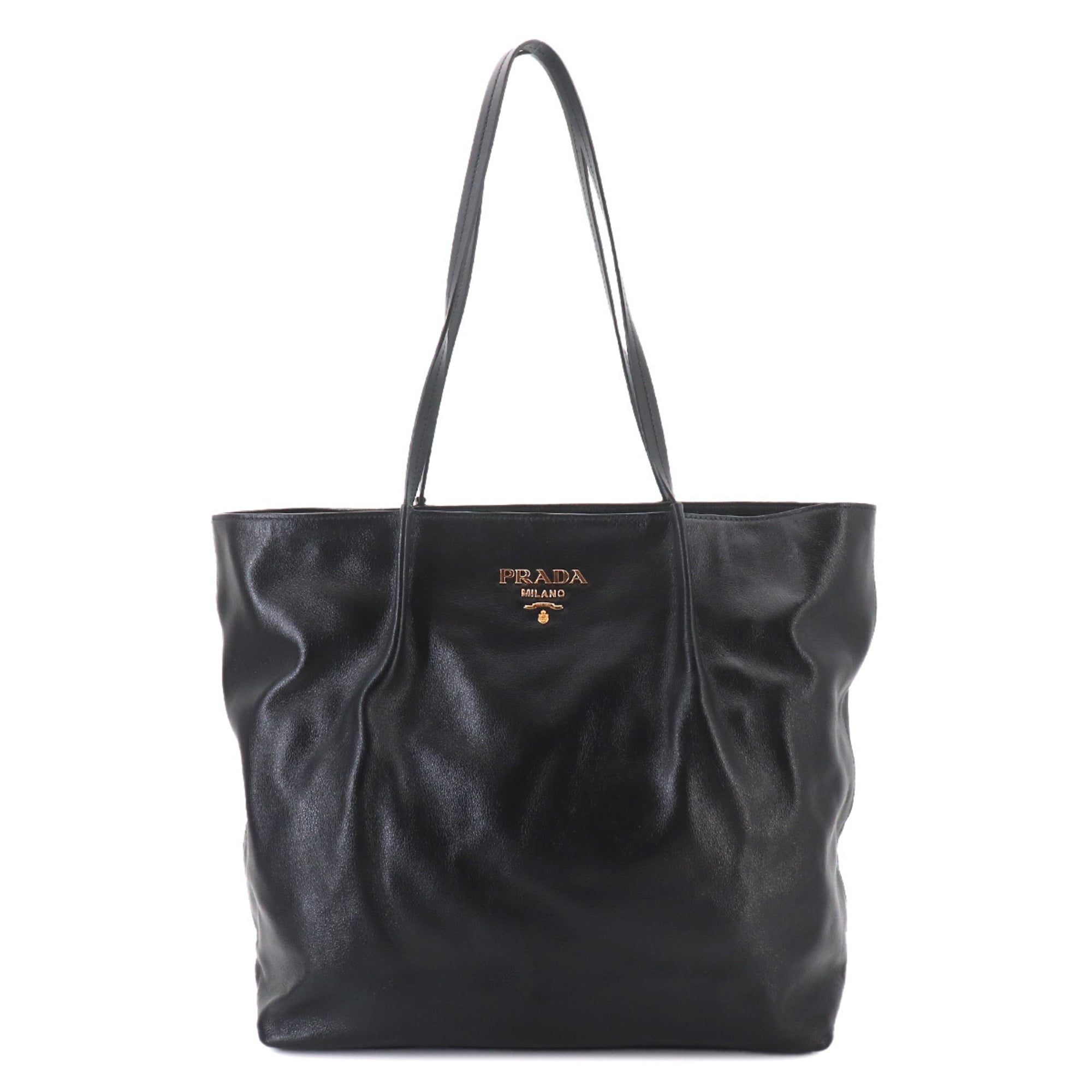 Prada Black Leather Handbag Tote Bag (Pre-Owned)