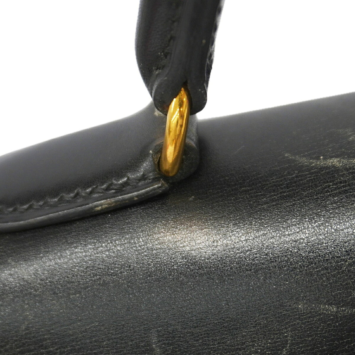 Hermes Black Box Calf Leather Handbag (Pre-Owned)