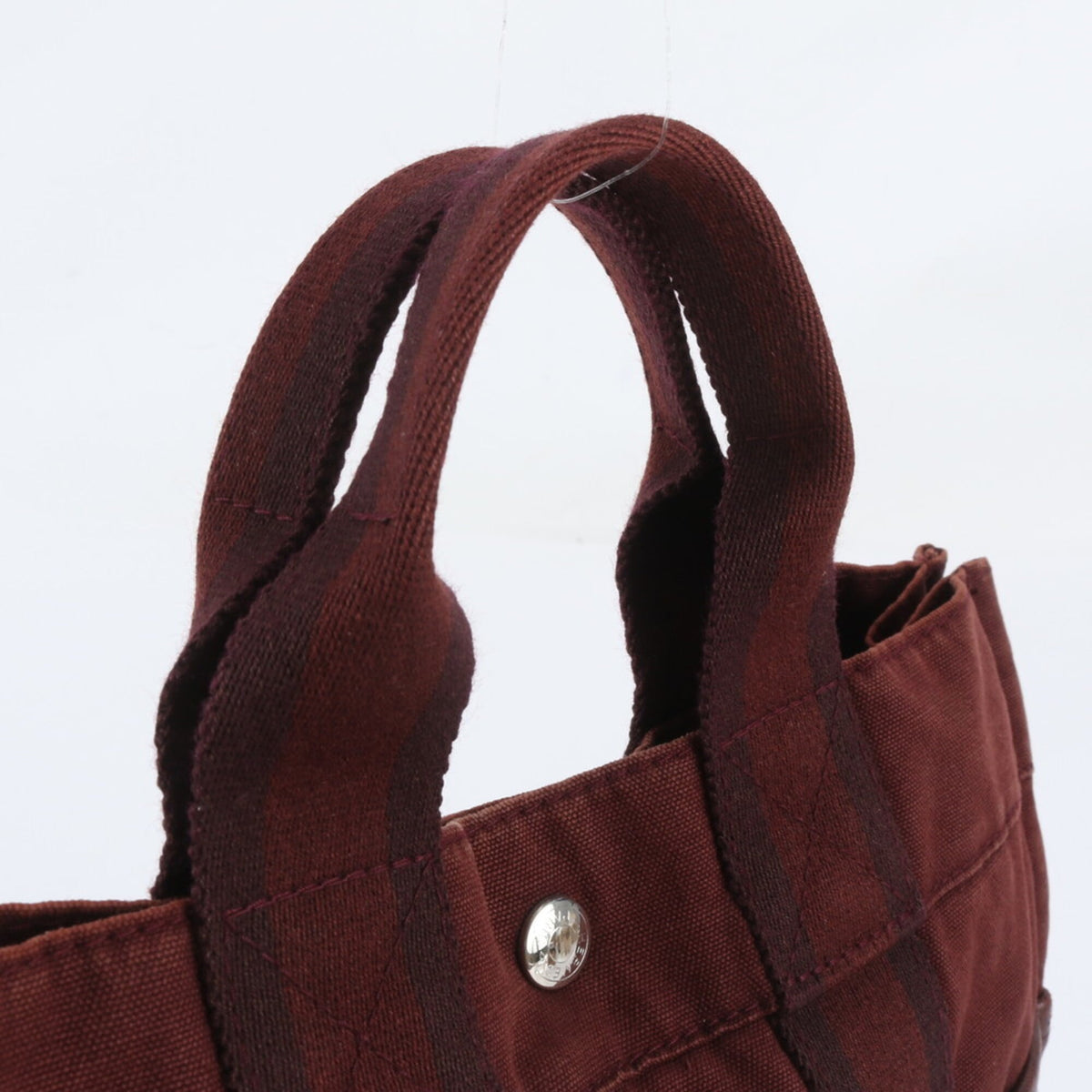 Hermes Red Color Wine Leather Canvas Handbag Shoulder Bag Tote Bag (Pre-Owned)