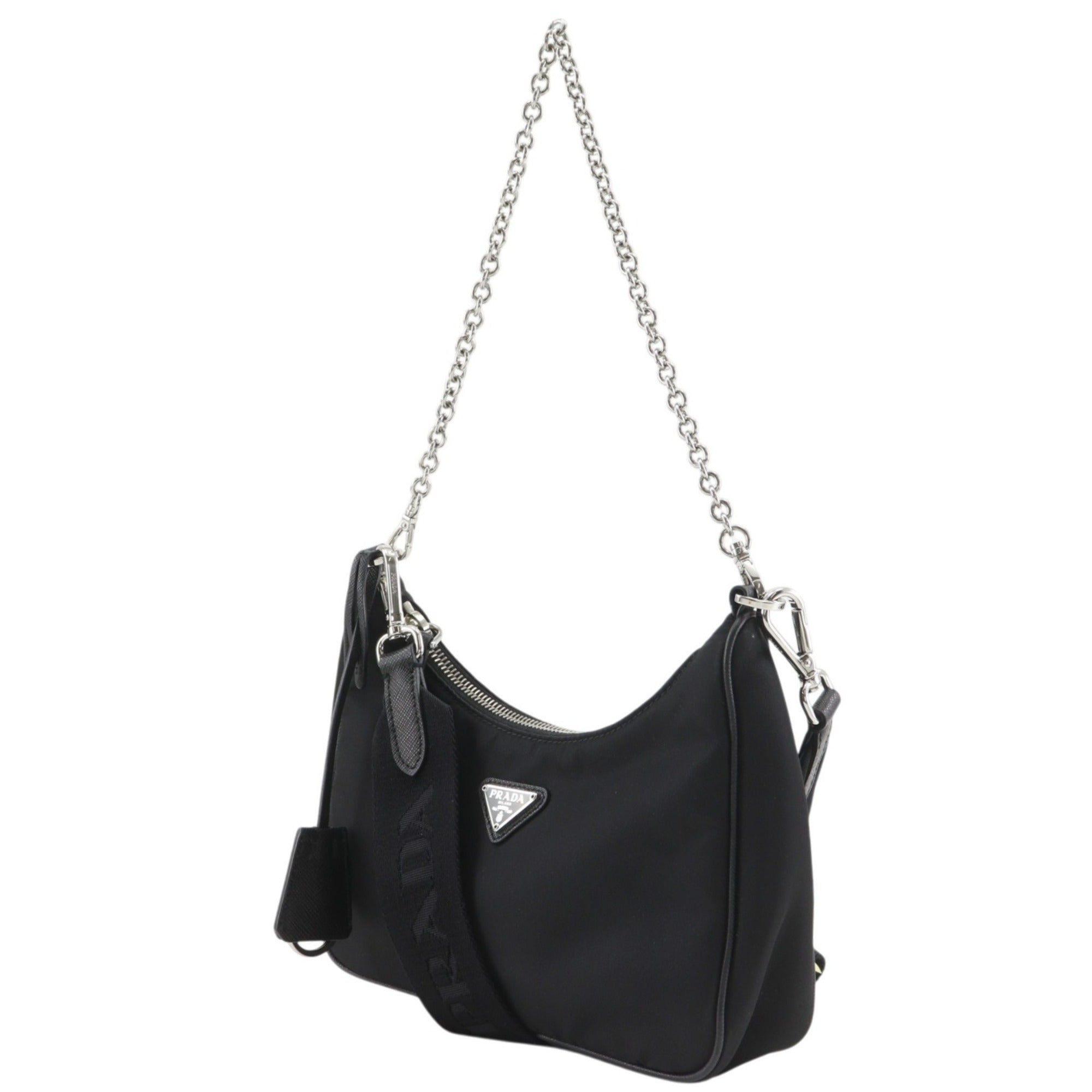 Prada Saffiano Black Nero Nylon Saffiano Shoulder Bag (Pre-Owned)