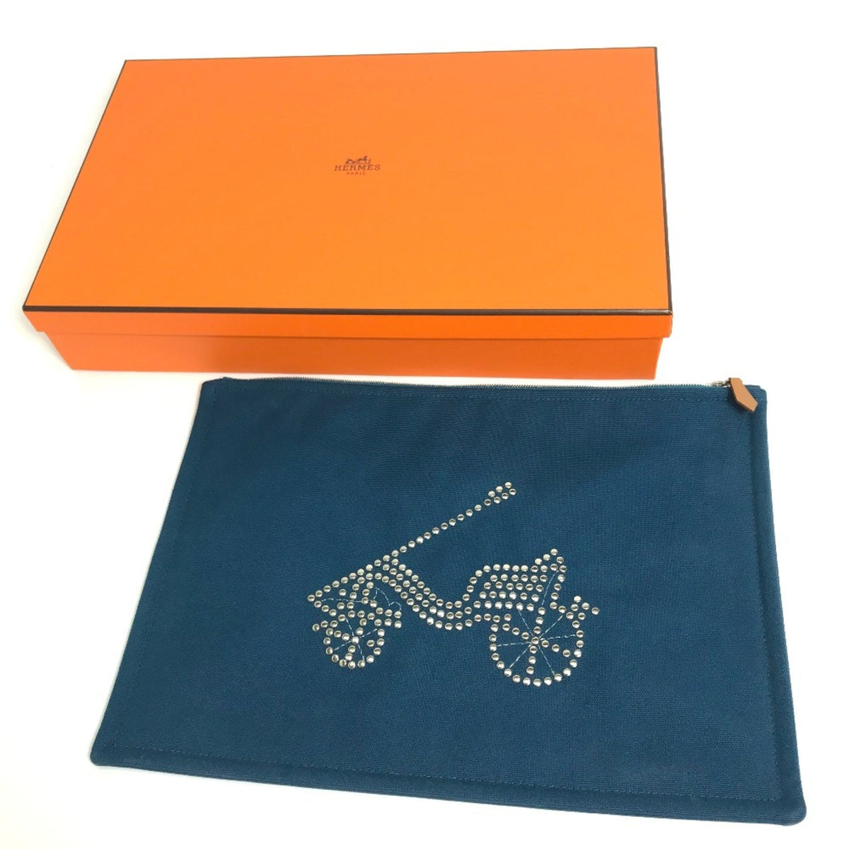 Hermes Blue Canvas Pouch (Pre-Owned)