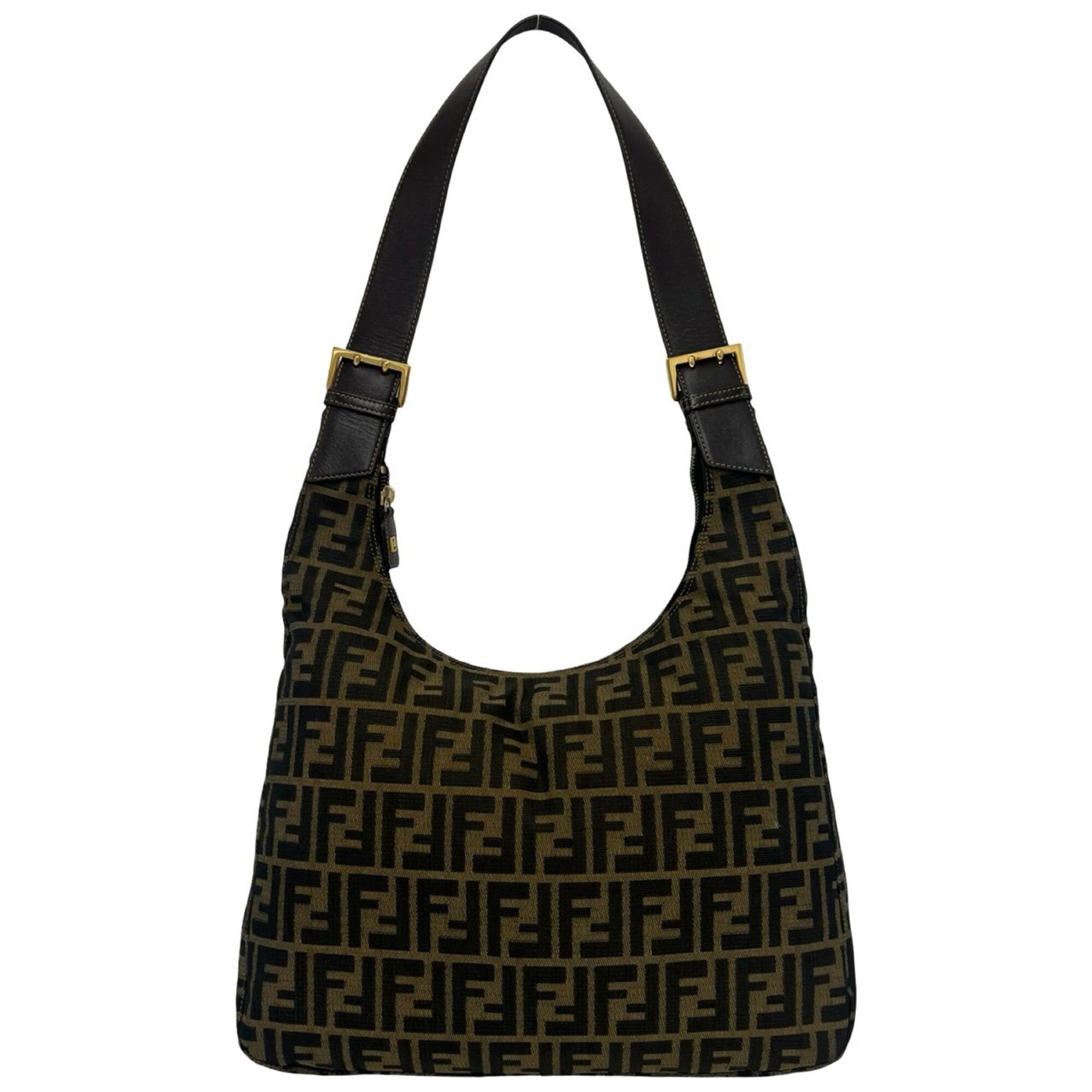 Fendi Brown Canvas Leather Shoulder Bag (Pre-Owned)