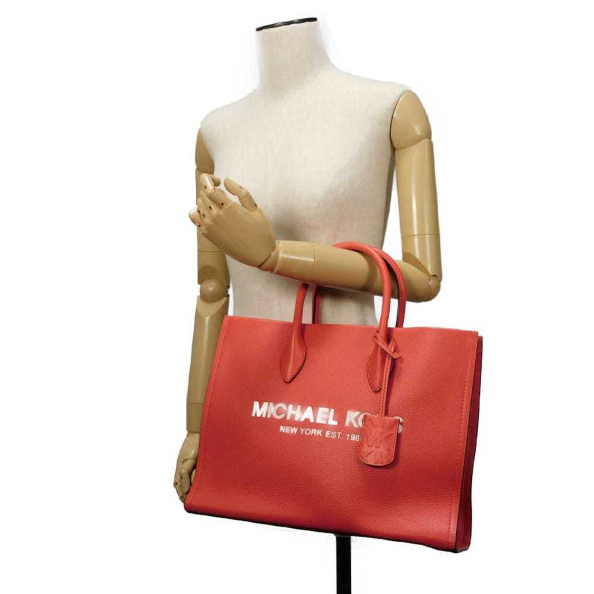 Michael Kors Red Color Leather Shoulder Bag Tote Bag (Pre-Owned)