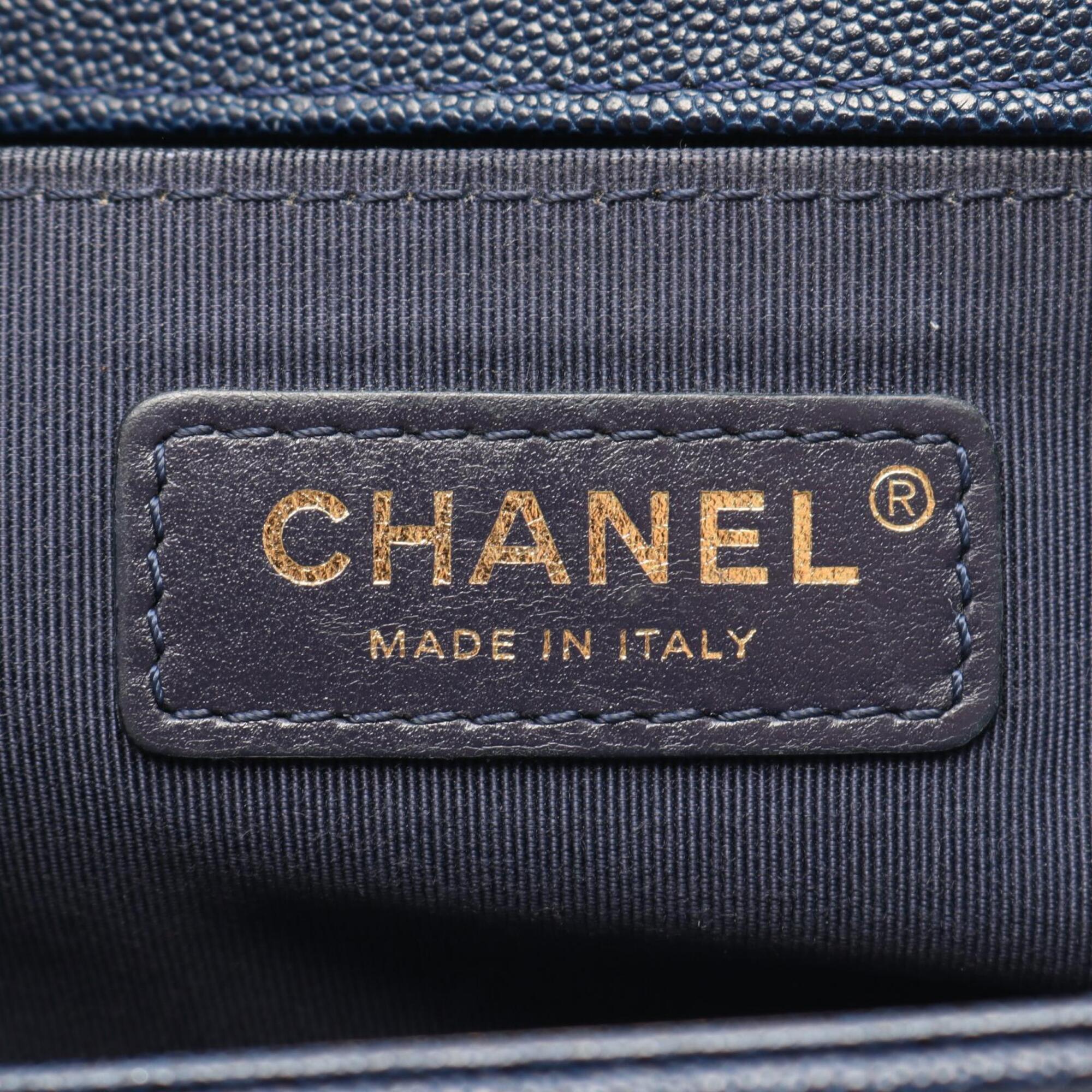 Chanel Navy Grained Calfskin Handbag Shoulder Bag (Pre-Owned)