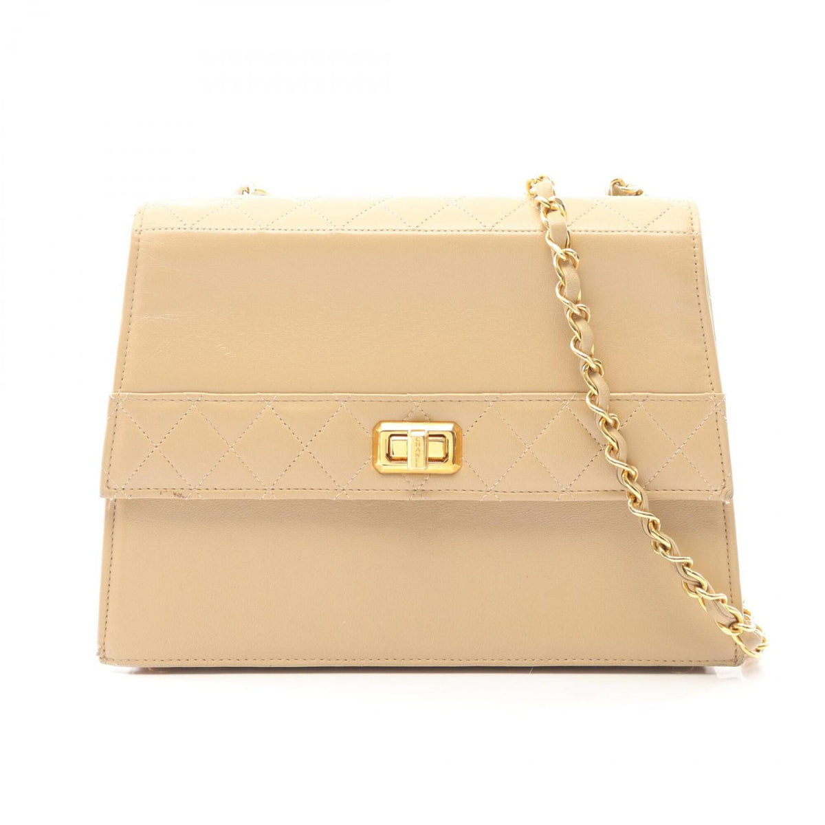 Chanel Matelasse Beige Leather Handbag Shoulder Bag (Pre-Owned)