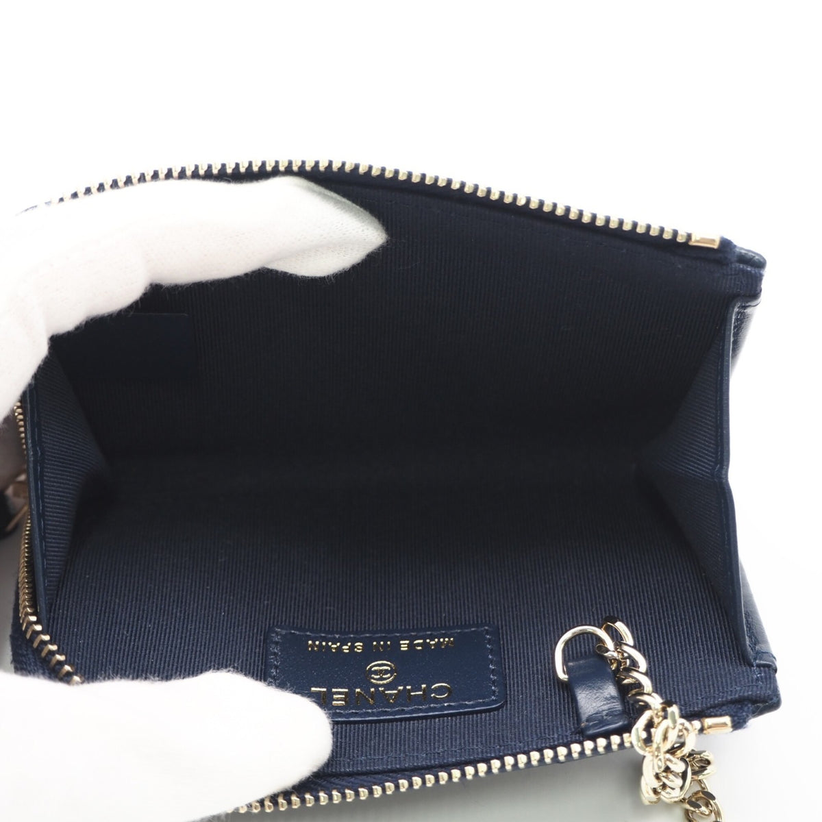 Chanel Matelasse Navy Grained Calfskin Coin Purse/Coin Case (Pre-Owned)