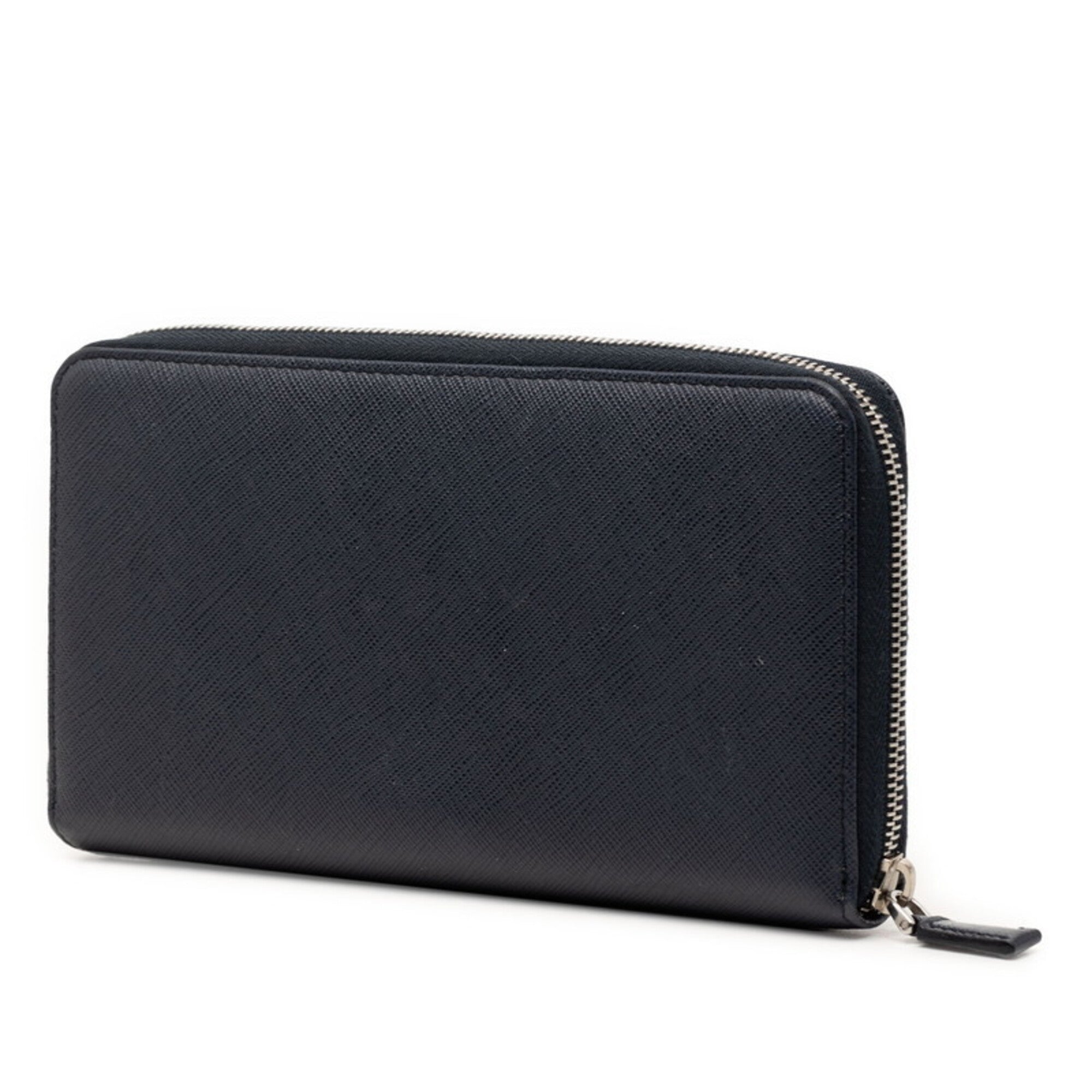 Prada Navy Leather Long Wallet (Bi-Fold) (Pre-Owned)