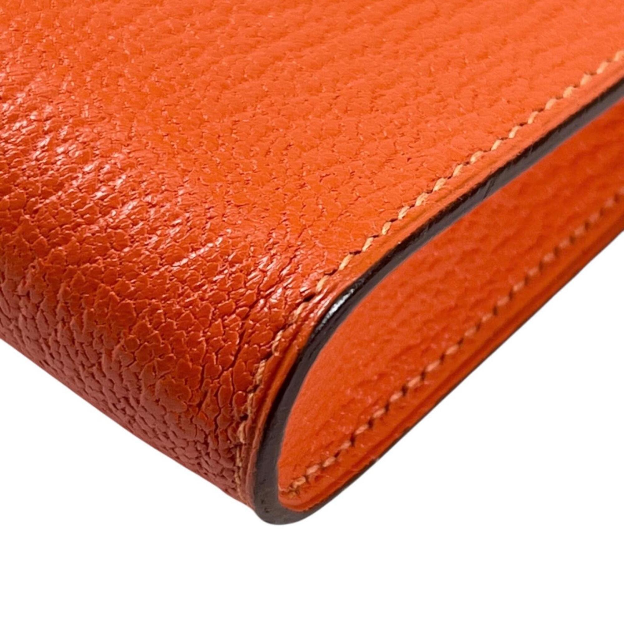 Hermes Orange Chevre Myzore Leather Pouch (Pre-Owned)