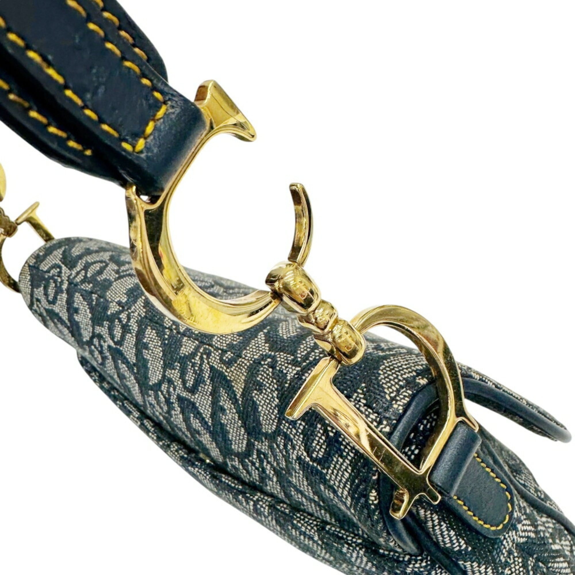 Christian Dior Navy Canvas Saddle Bag Shoulder Bag (Pre-Owned)