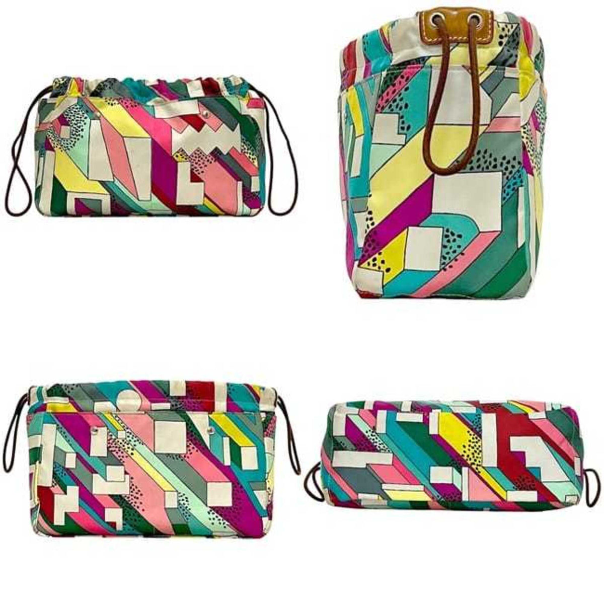 Hermes Multi-Color Silk Barenia Leather Pouch (Pre-Owned)