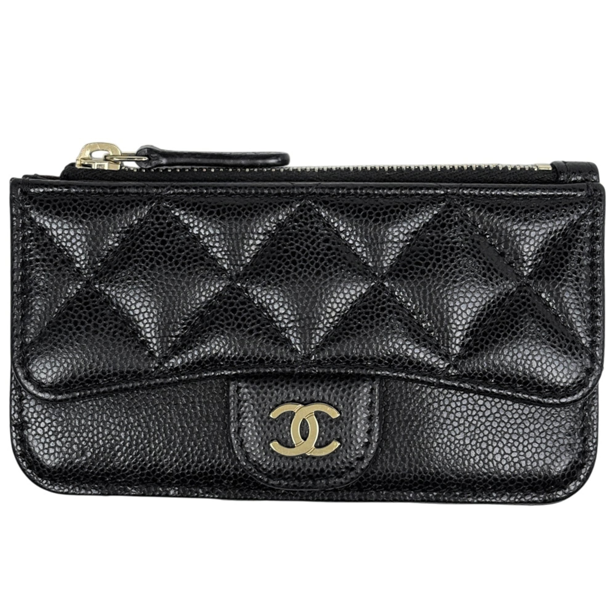 Chanel Matelasse Black Grained Calfskin Coin Purse/Coin Case (Pre-Owned)