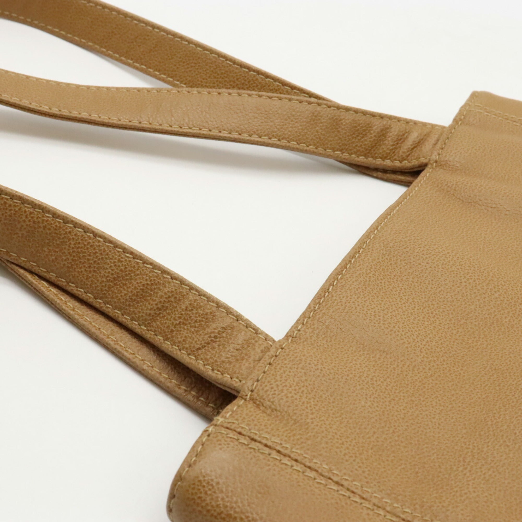 Chanel Beige Brown Leather Shoulder Bag Tote Bag (Pre-Owned)