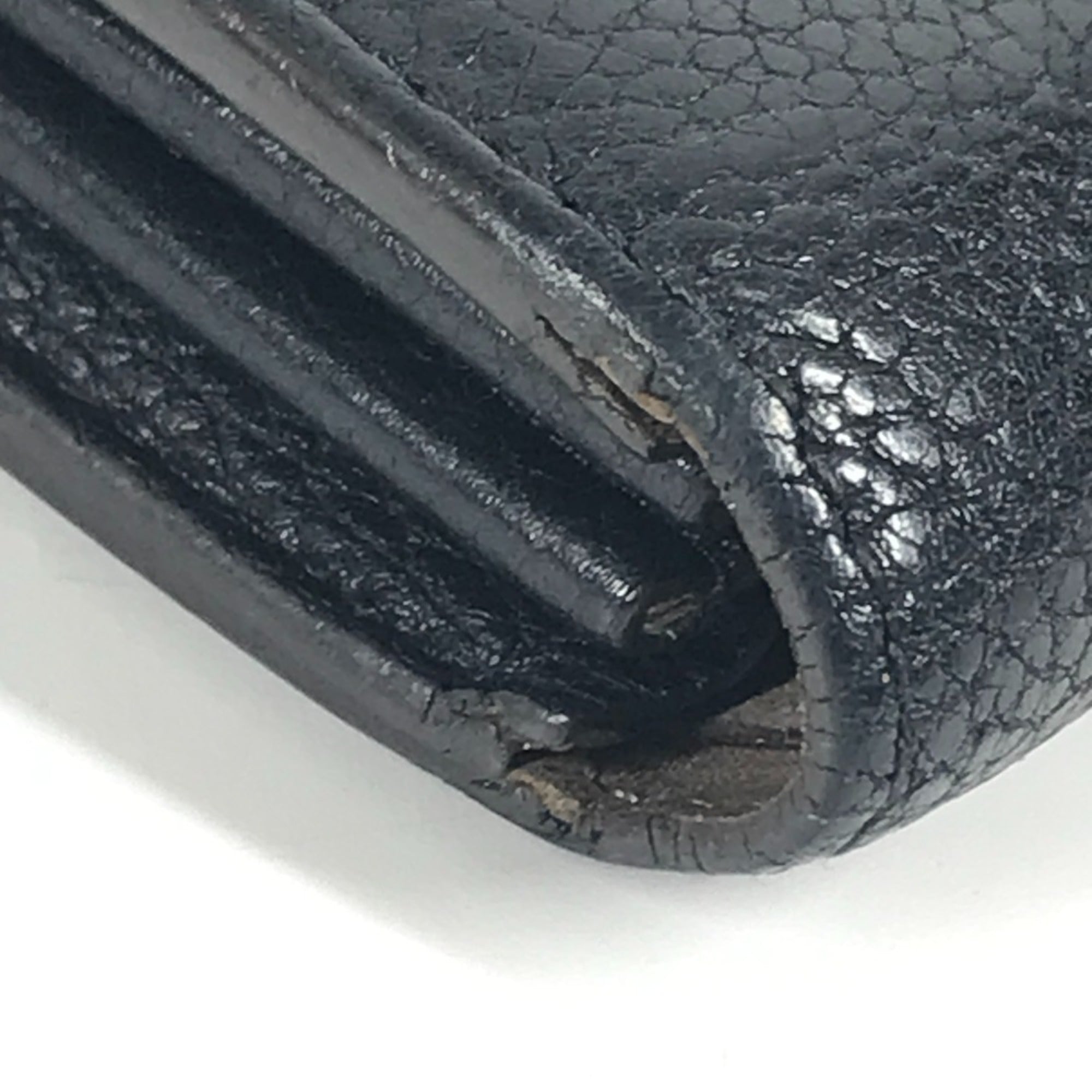 Louis Vuitton Black Leather Long Wallet (Bi-Fold) (Pre-Owned)