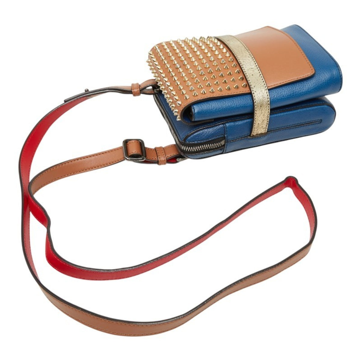Christian Louboutin Blue Brown Leather Shoulder Bag (Pre-Owned)