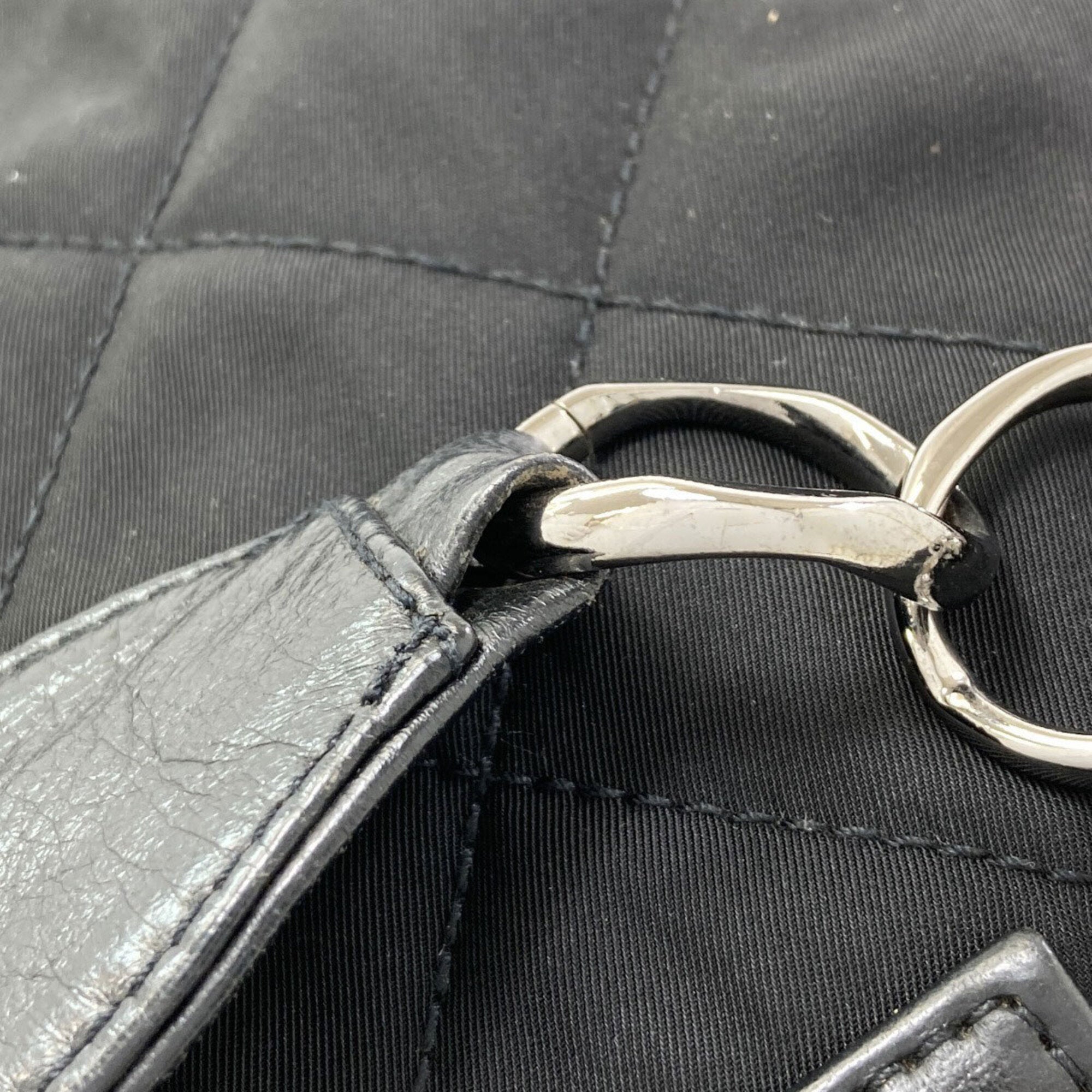 Chanel Matelasse Black Nylon Leather Shoulder Bag (Pre-Owned)