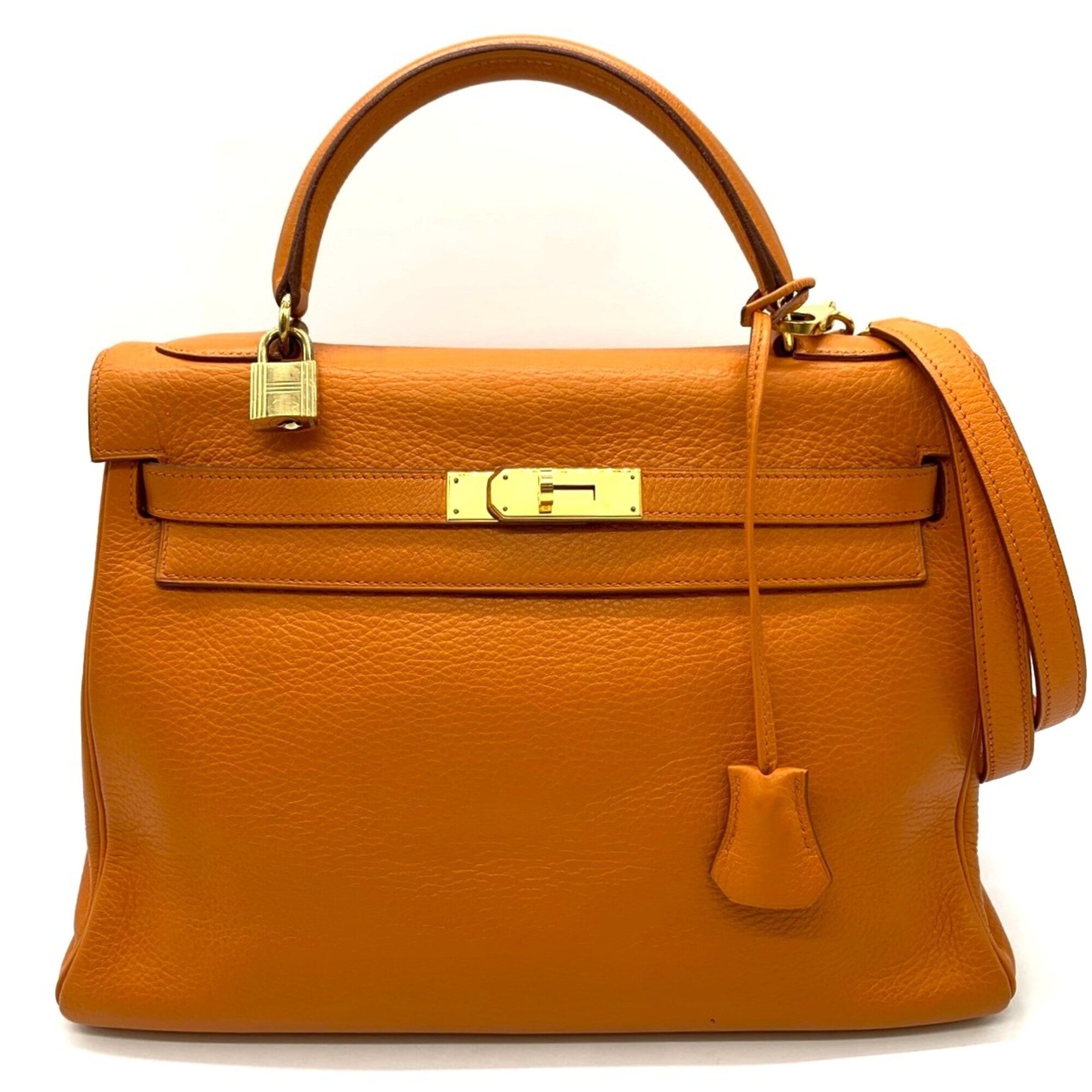 Hermes Orange Taurillon Clemence Leather Handbag (Pre-Owned)