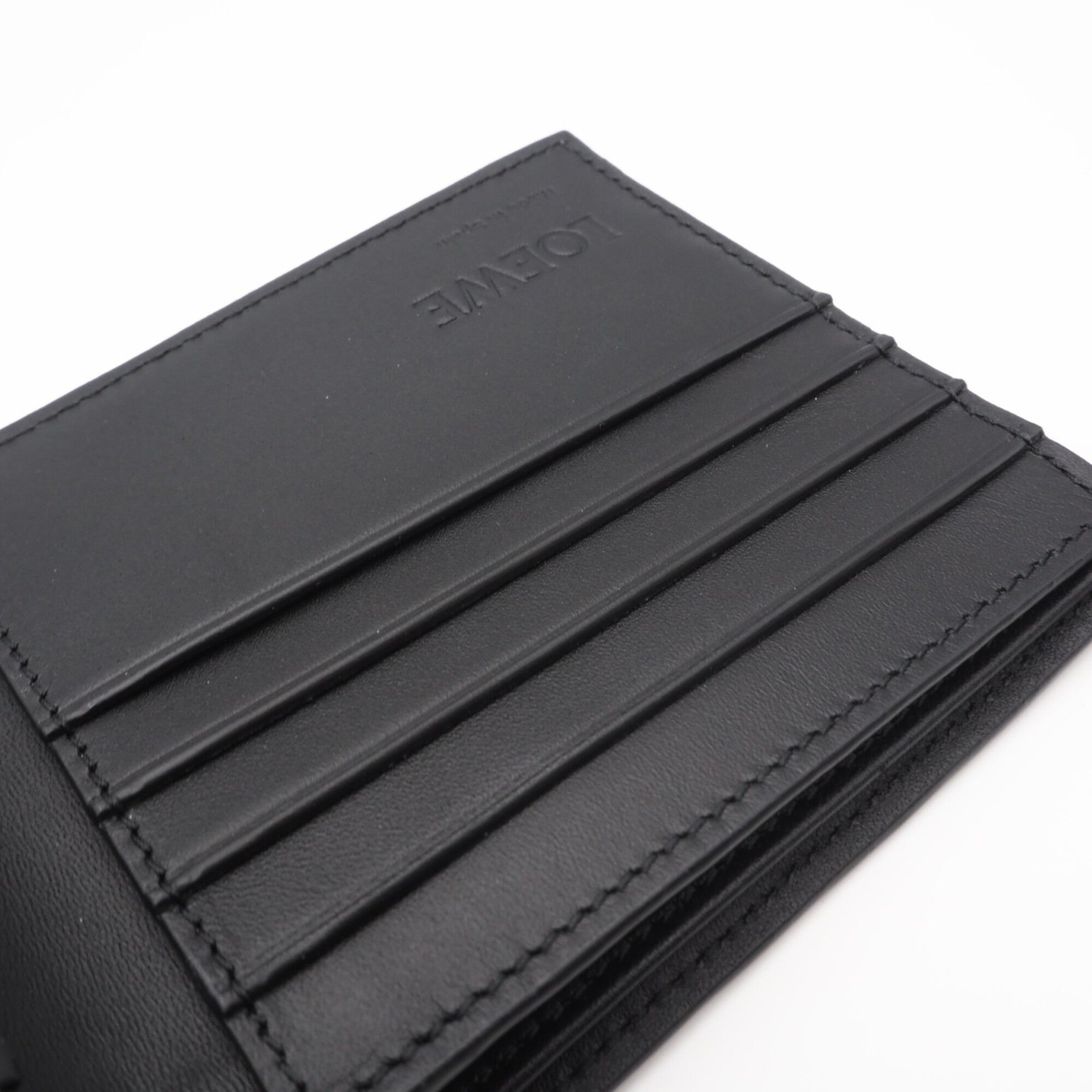 Loewe Black Gray Leather Wallet (Bi-Fold) (Pre-Owned)