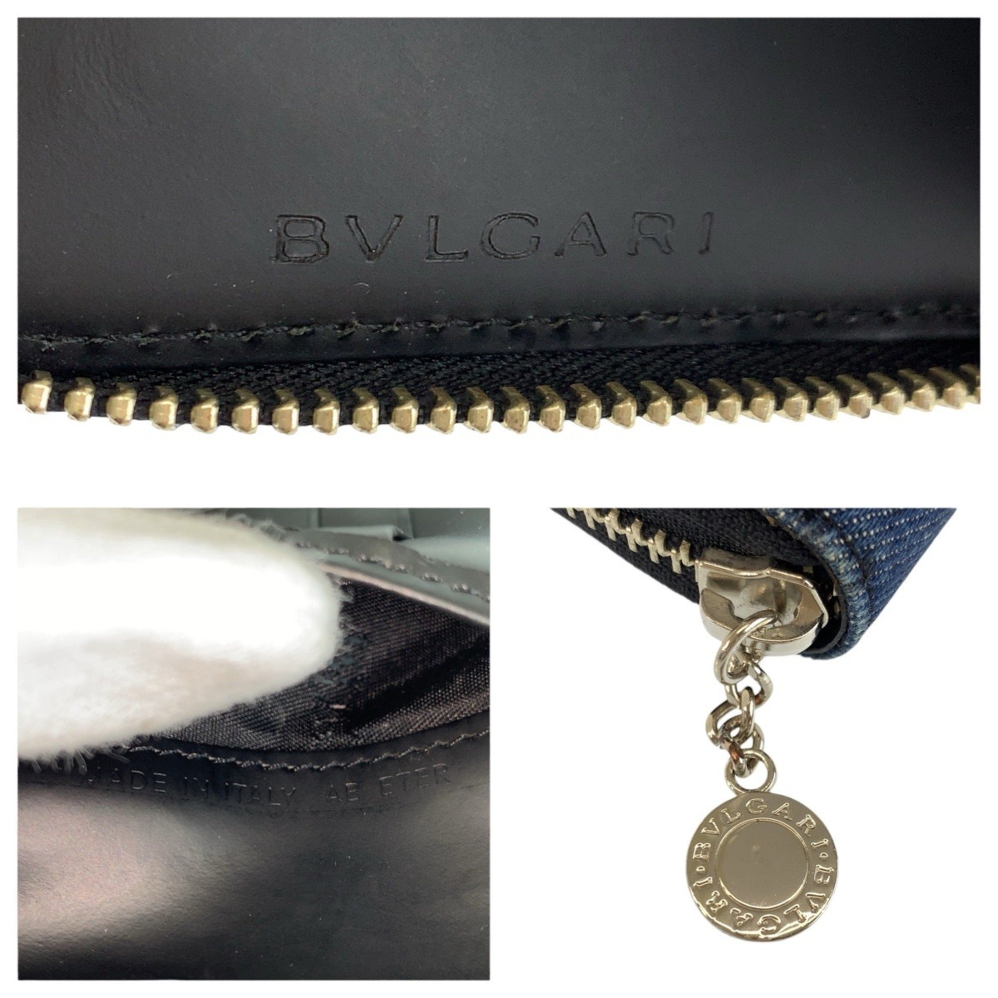 Bvlgari Black Blue Denim Leather Wallet (Bi-Fold) (Pre-Owned)