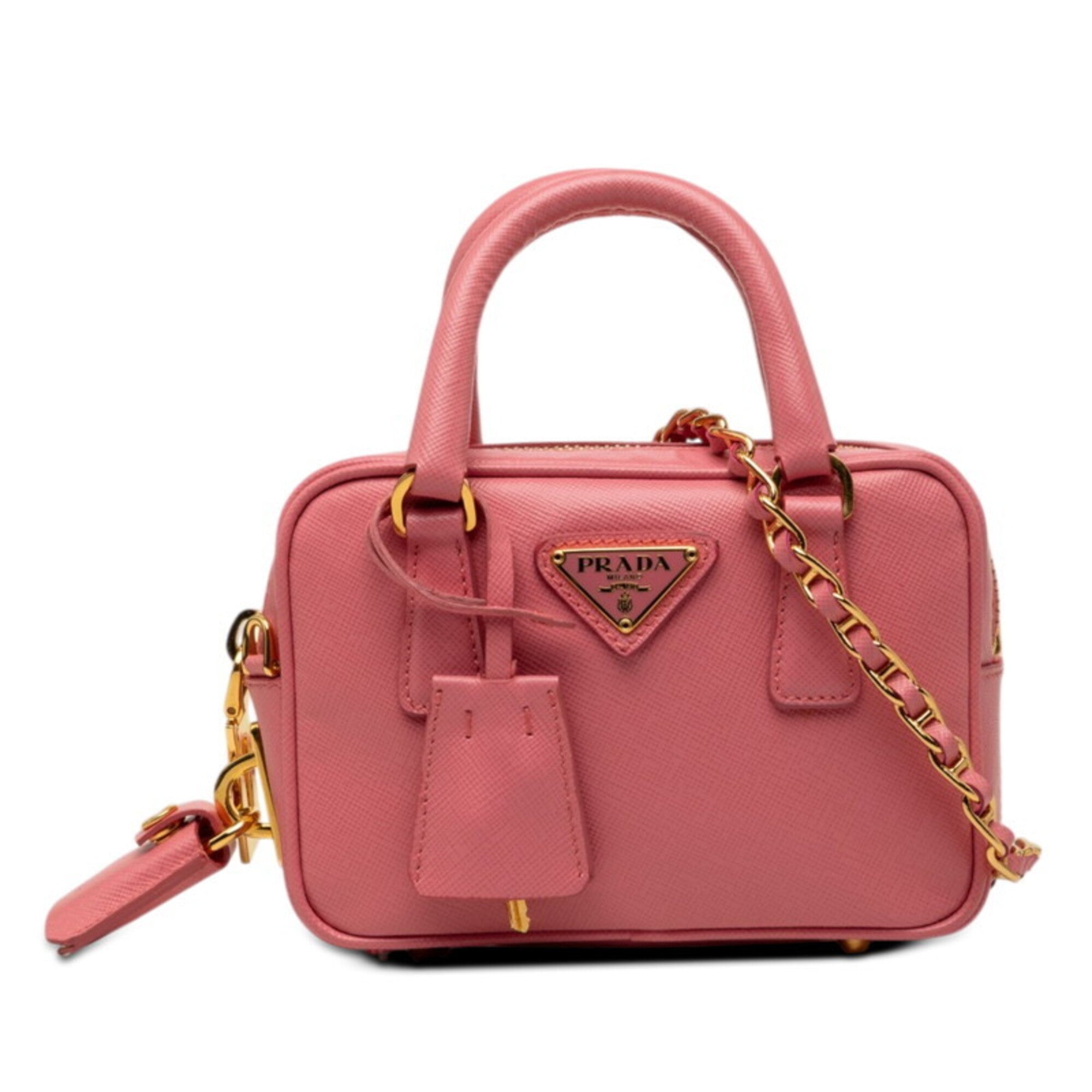 Prada Pink Leather Handbag Shoulder Bag (Pre-Owned)