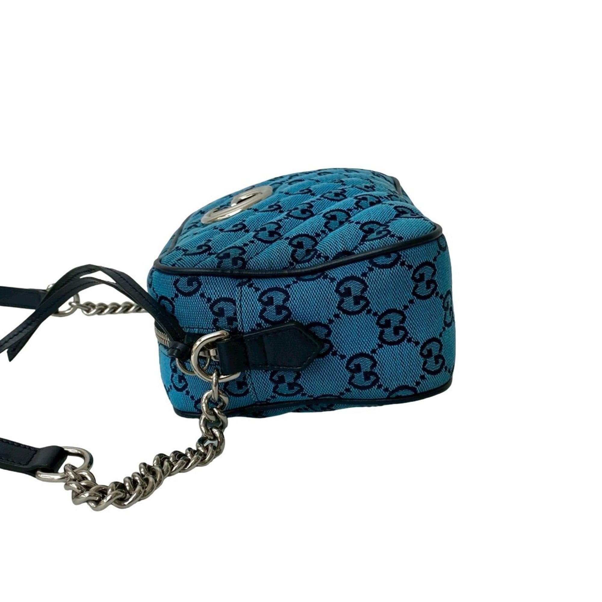 Gucci Blue Navy Canvas Leather Pochette Shoulder Bag (Pre-Owned)