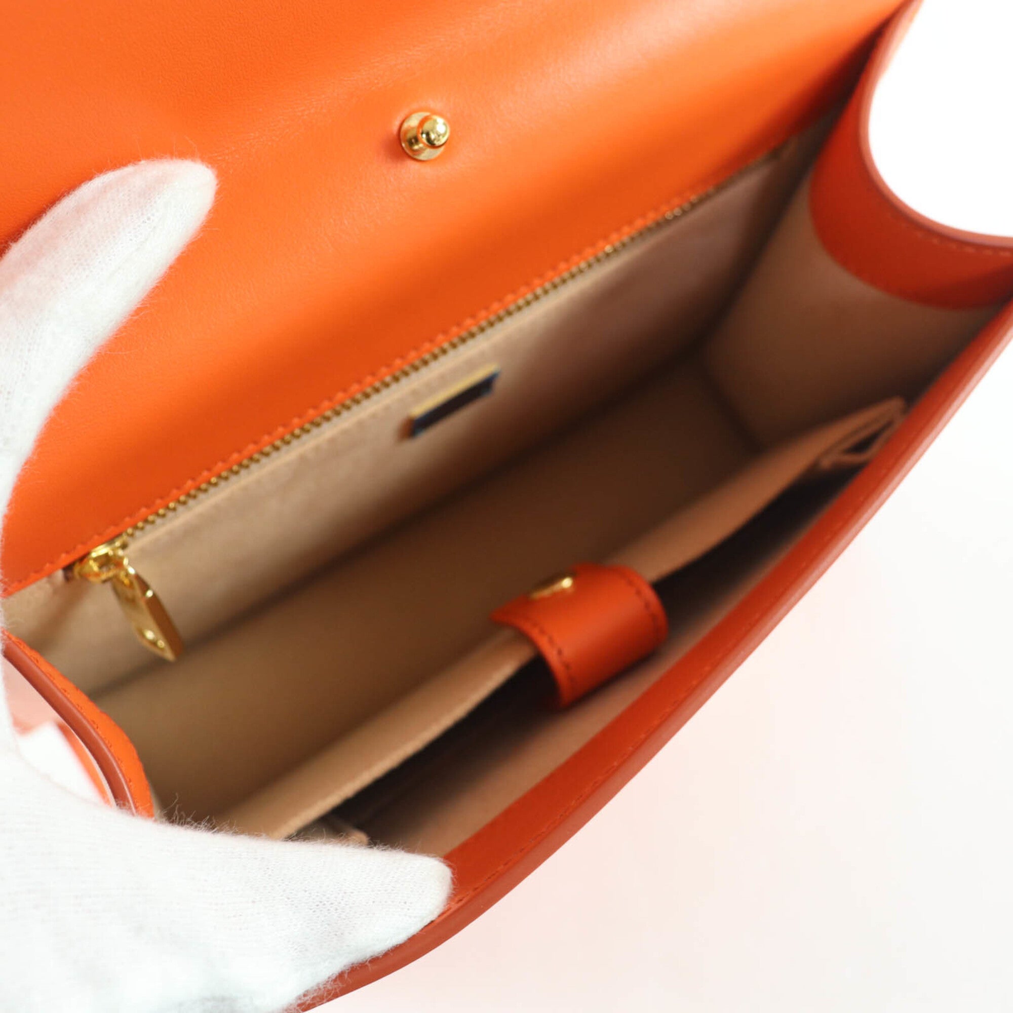 Dolce & Gabbana Orange Leather Clutch Bag Shoulder Bag (Pre-Owned)