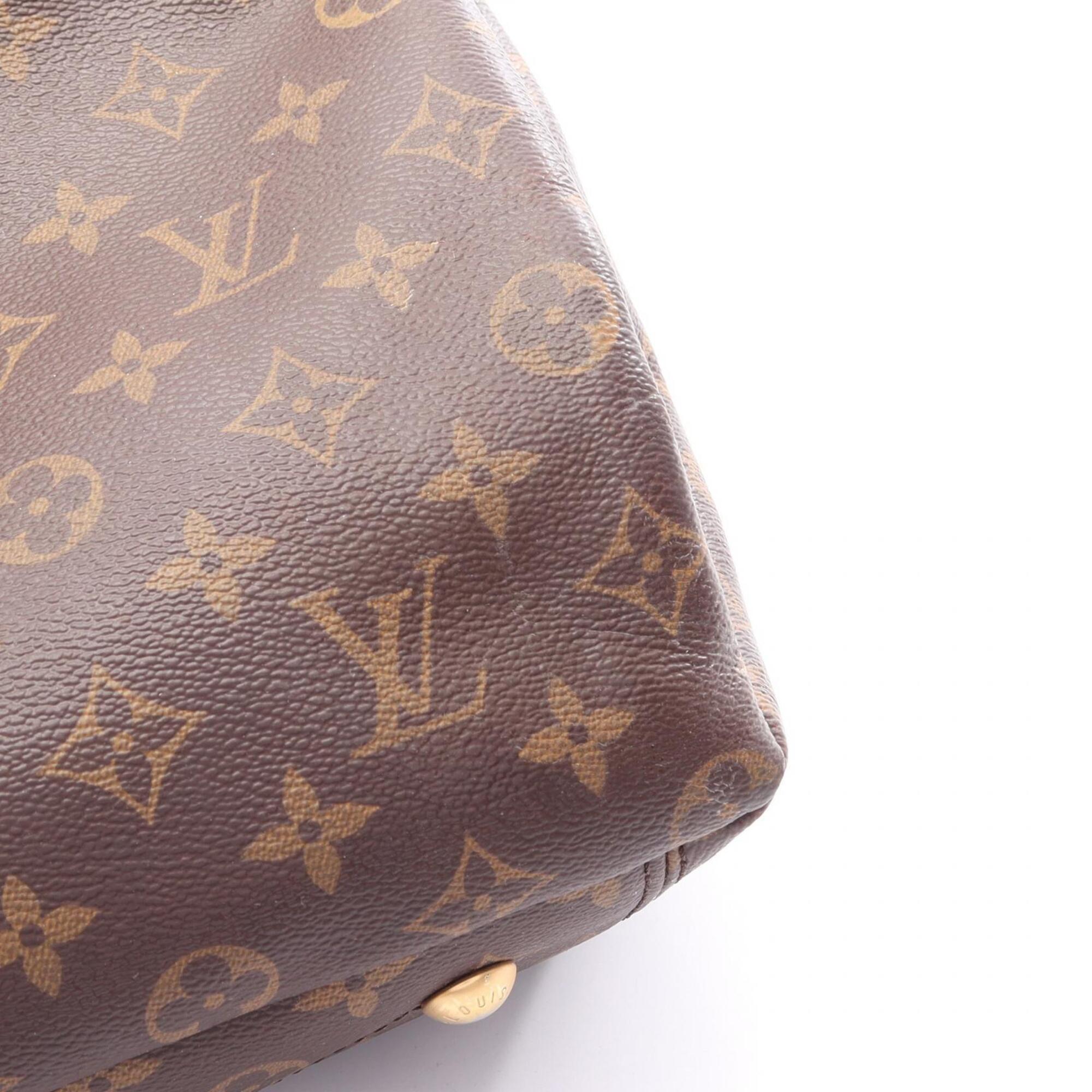 Louis Vuitton Black Brown Coated Canvas Leather Handbag (Pre-Owned)