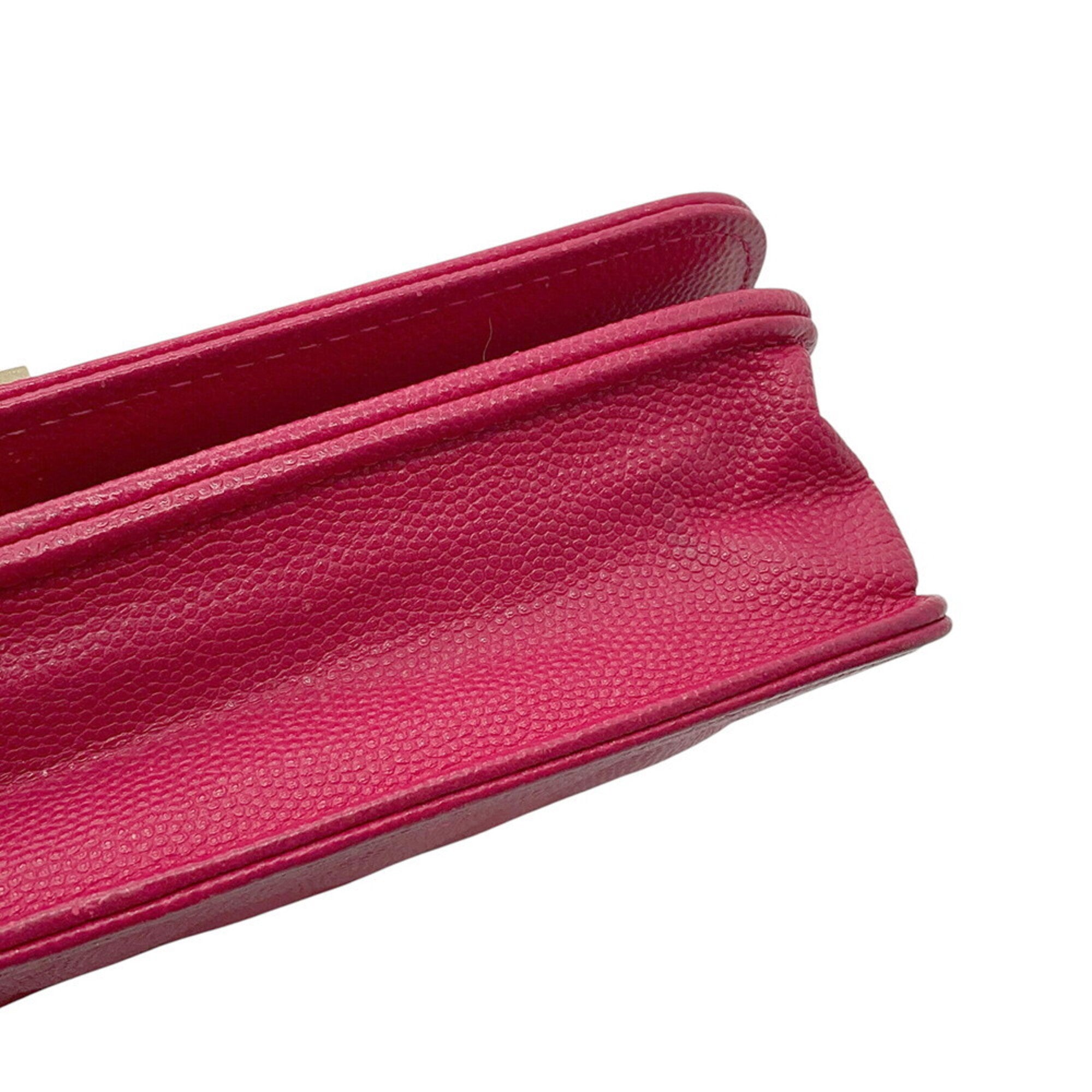 Chanel Pink Grained Calfskin Chain/Shoulder Wallet (Pre-Owned)