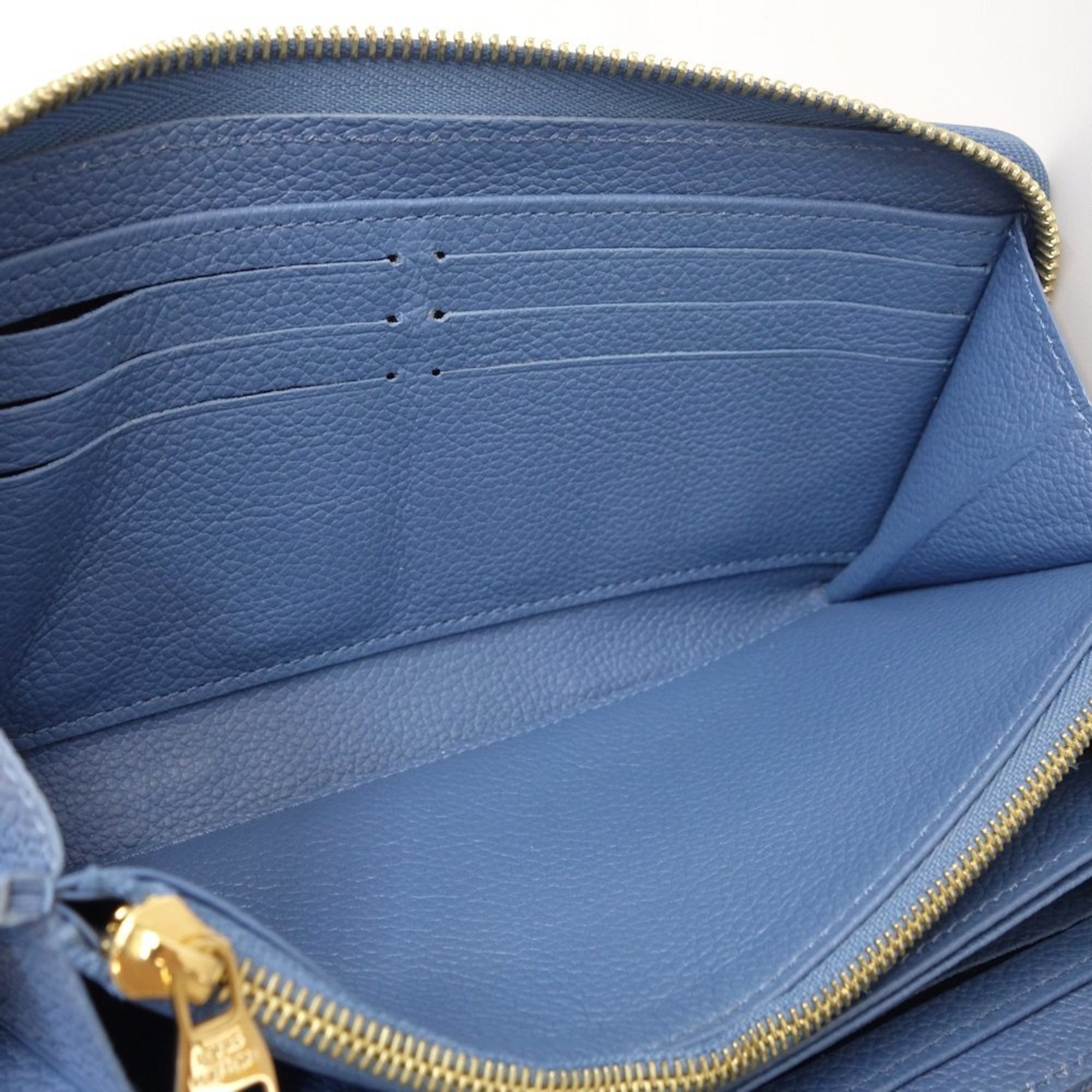 Louis Vuitton Blue Jean Cream Leather Long Wallet (Bi-Fold) (Pre-Owned)