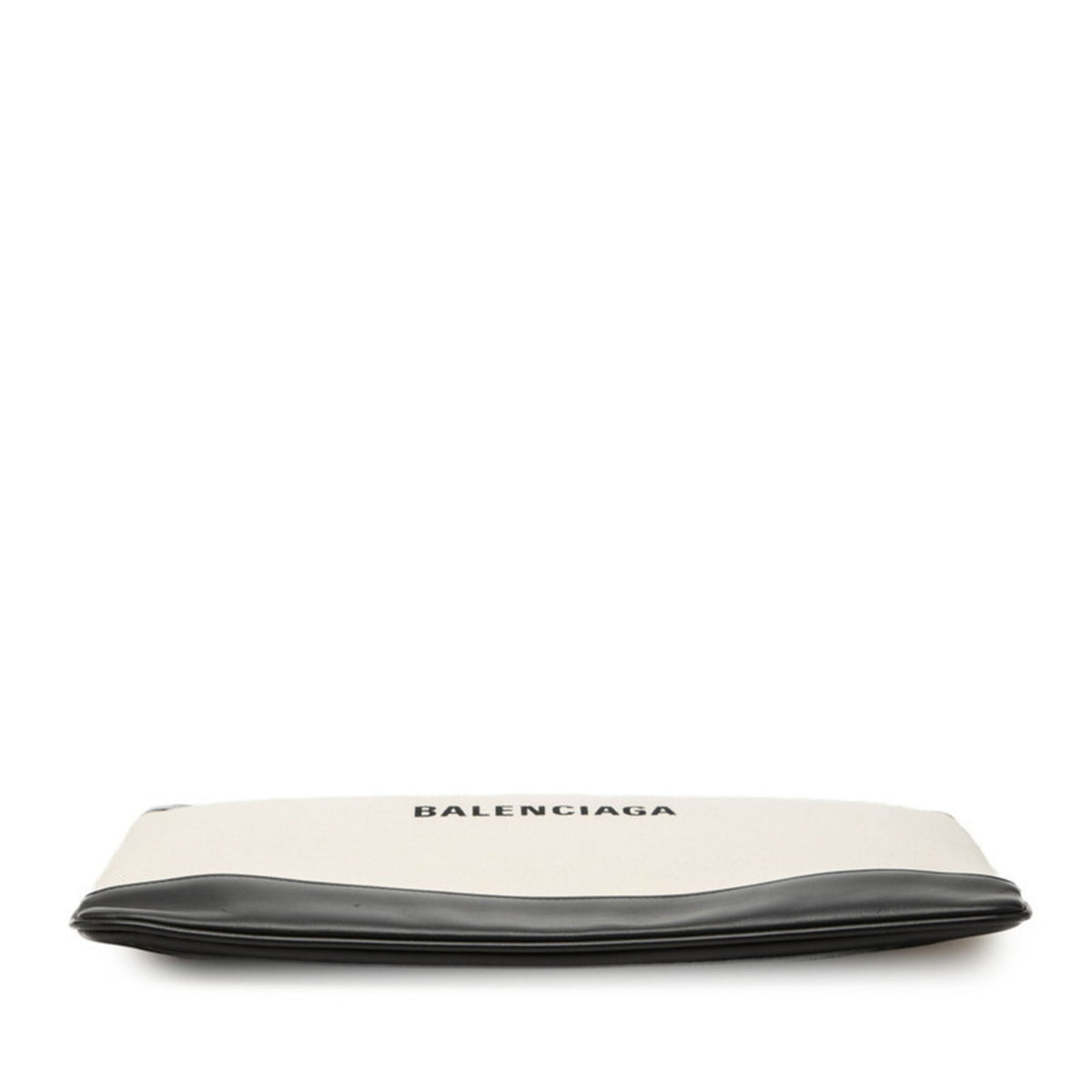 Balenciaga Beige Black Canvas Leather Clutch Bag (Pre-Owned)